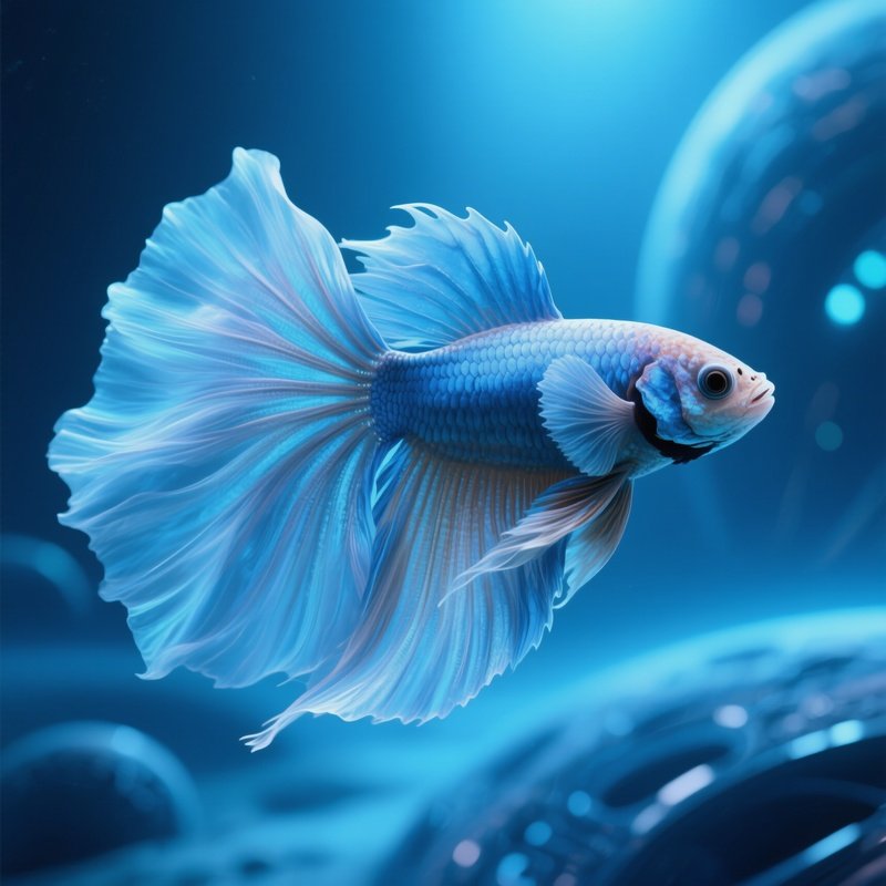 A Sci Fi Scene With Betta Fish Silken Fins