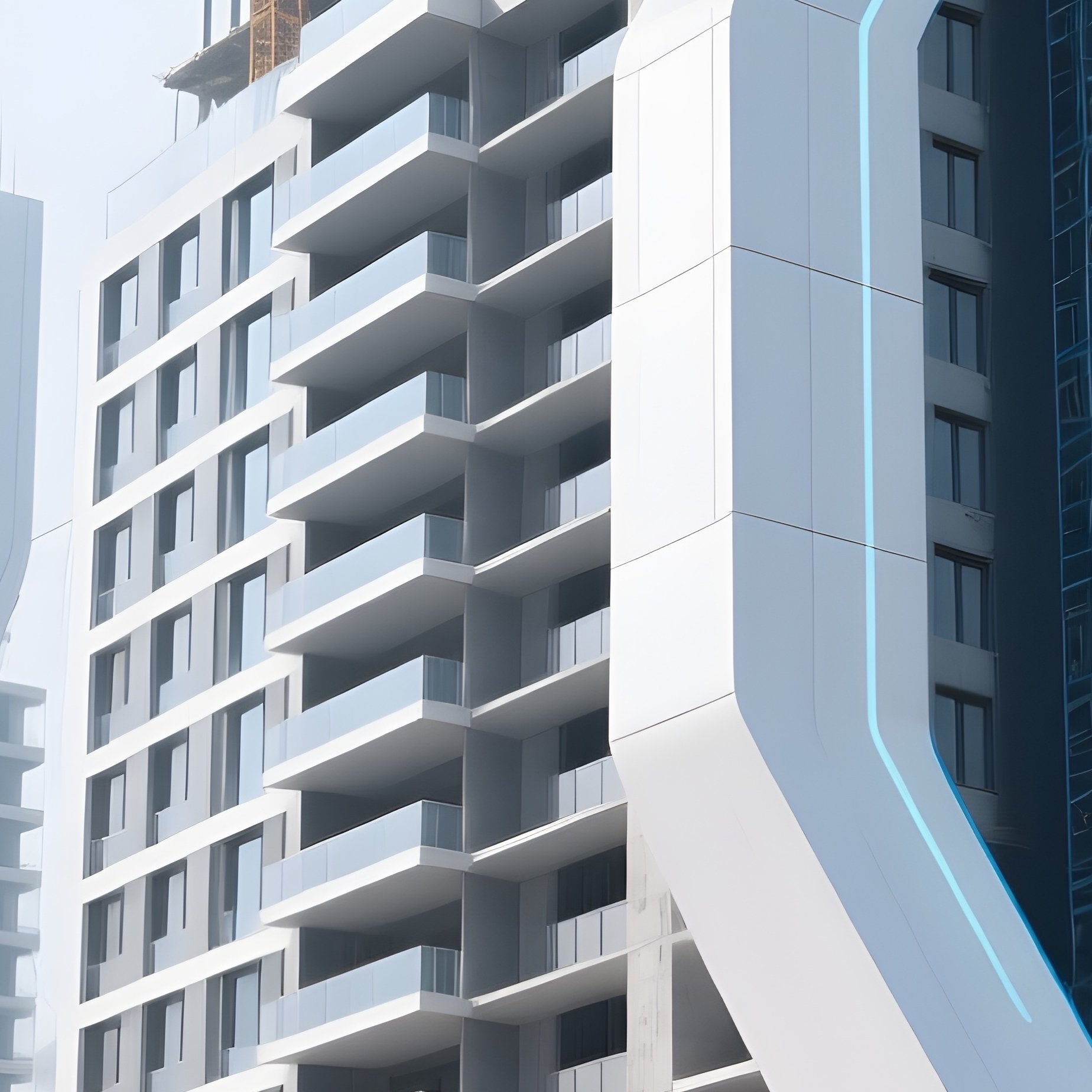 A Sci Fi Version Of A Partially Built Apartment Complex Surrounded By Scaffolding - Full Resolution Quality Preview