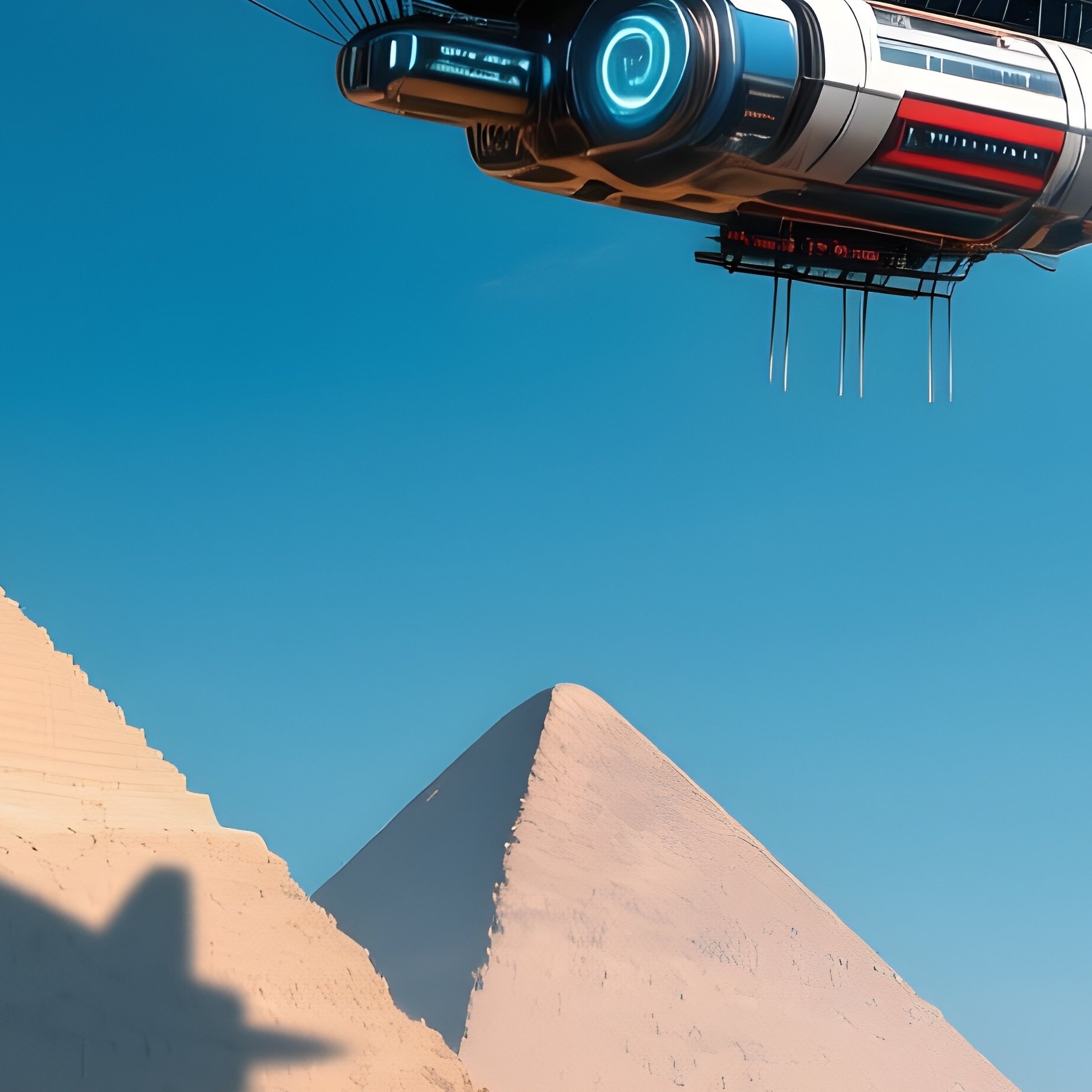 A Science Fiction Airship Over Luxor Shadow Roofs - Full Resolution Quality Preview