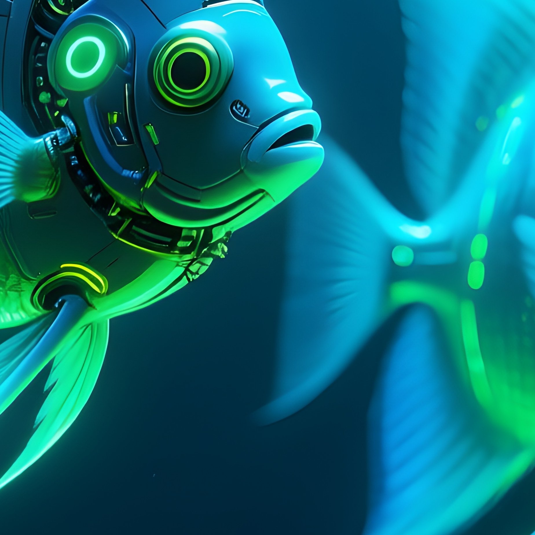 A Science Fiction Angelfish Gliding Through Tall Vallisneria - Full Resolution Quality Preview