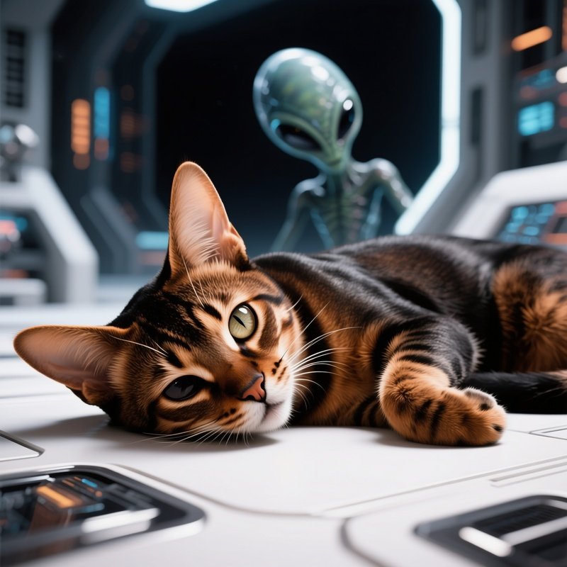 A Science Fiction Egyptian Mau One Eye Open Nap