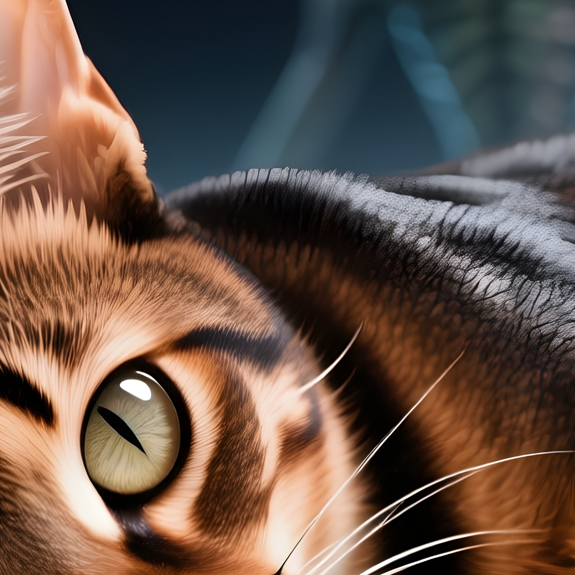 A Science Fiction Egyptian Mau One Eye Open Nap - Full Resolution Quality Preview