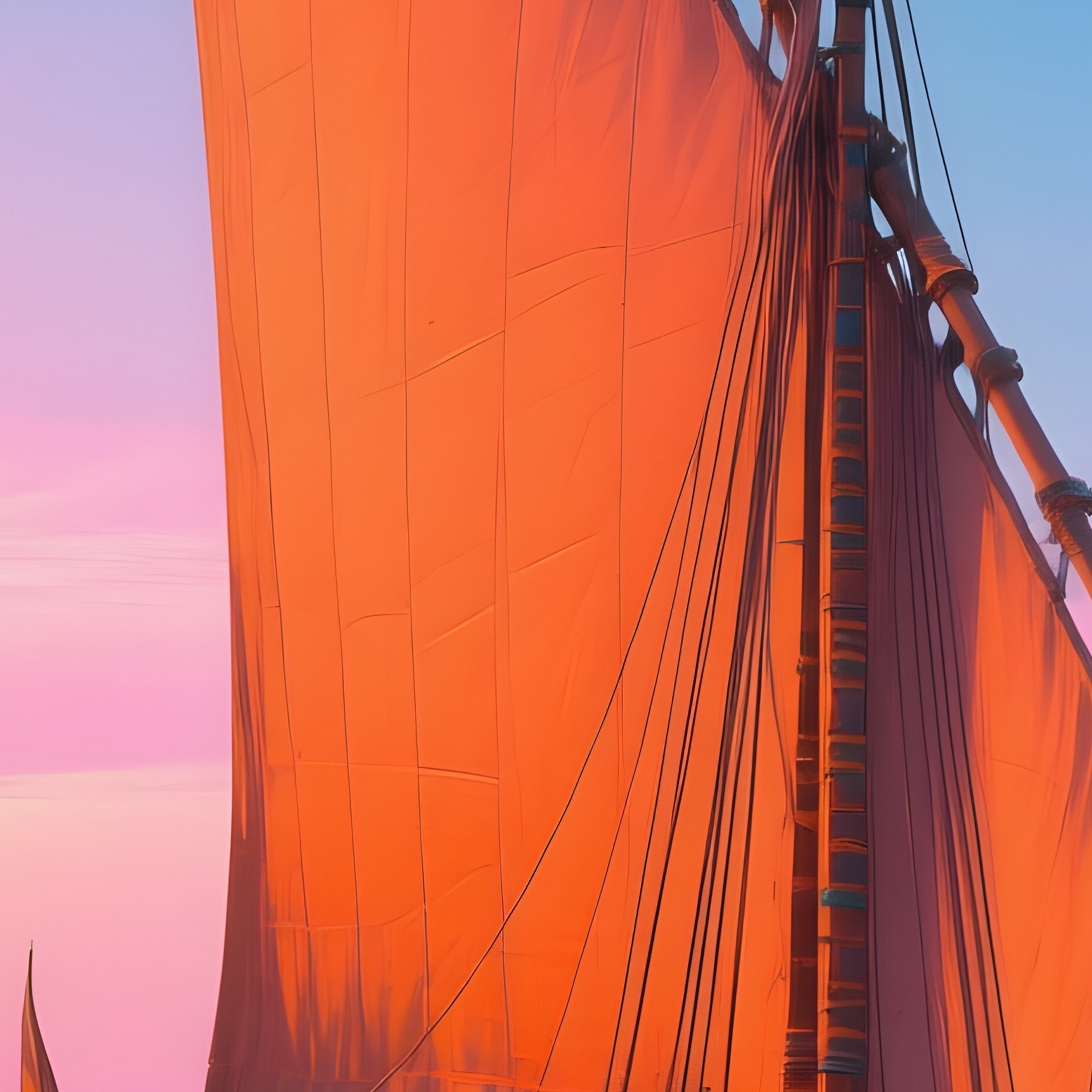 A Science Fiction Representation Of A Traditional Felucca Boating Down The Nile At Sunset - Full Resolution Quality Preview
