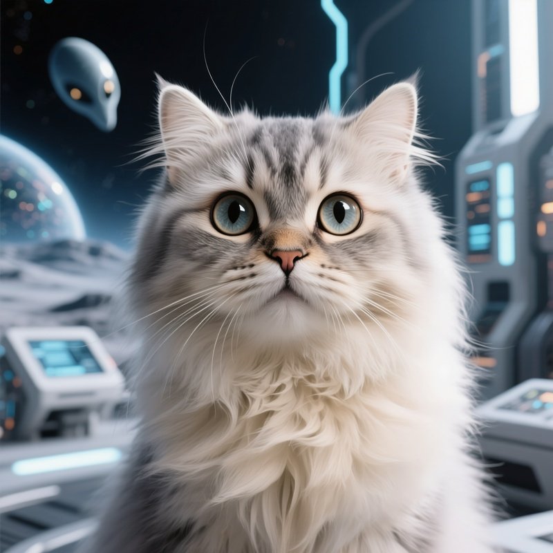 A Science Fiction Story About A Cat With Wide Curious Eyes