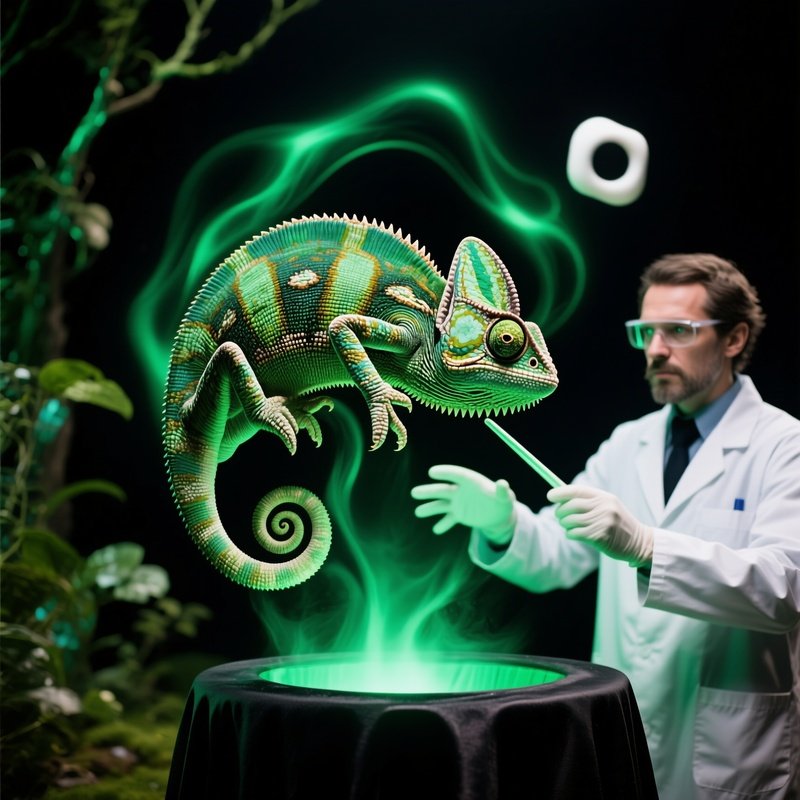 A Scientific Chameleon Magician Disappearing