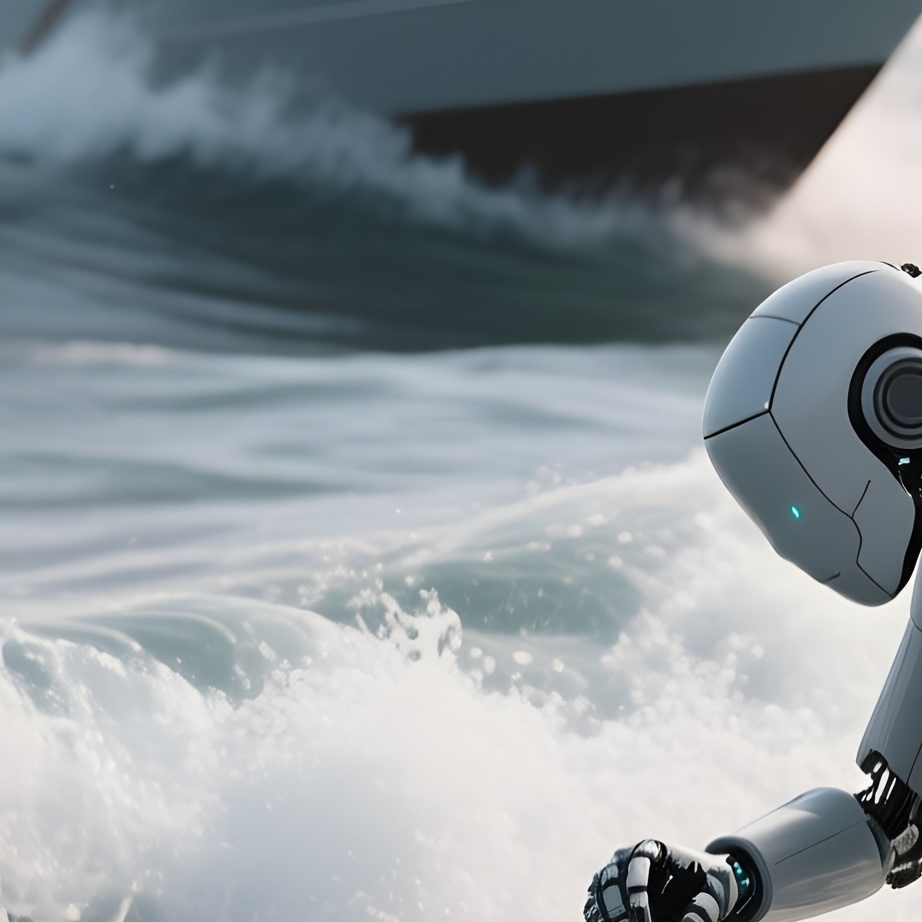 A Scientific Craft Collecting Water Samples In Rolling Waves - Full Resolution Quality Preview