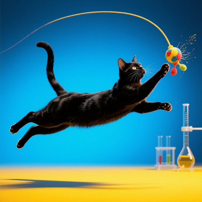 A Scientific Diagram Of A Cat Playing With A Toy In The Air