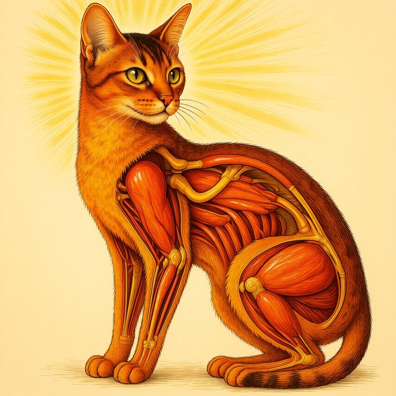 A Scientific Illustration Of A Cat Somali Sleeping In A Sunbeam