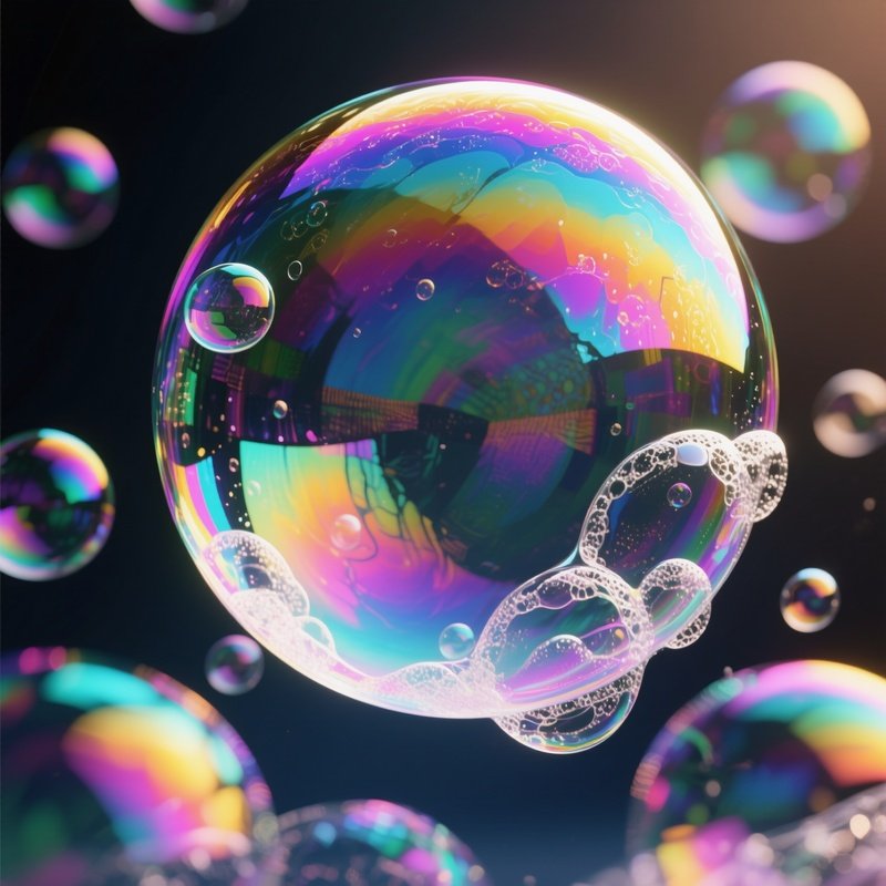 A Scientific Visualization Of Soap Bubbles Shimmering In Rainbow Colors