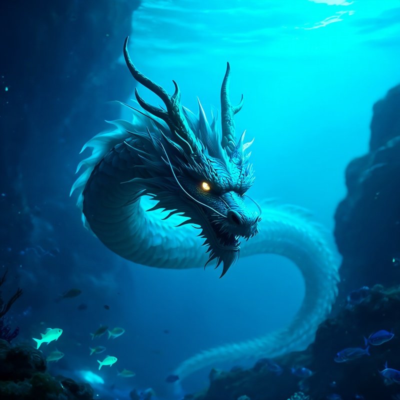 A Sea Dragon Guarding A Pearl Cave Underwater