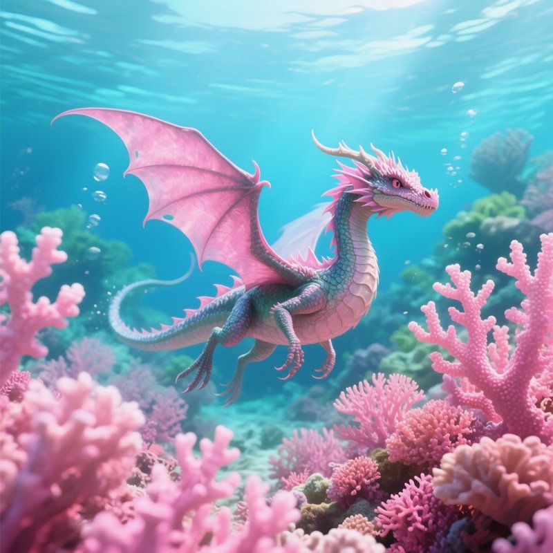 A Sea Dragon Weaving Through Pink Corals Underwater Image 2