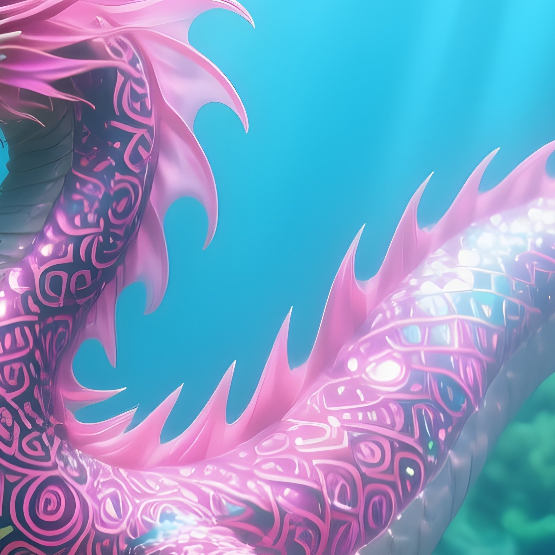 A Sea Dragon Weaving Through Pink Corals Underwater Image - Full Resolution Quality Preview