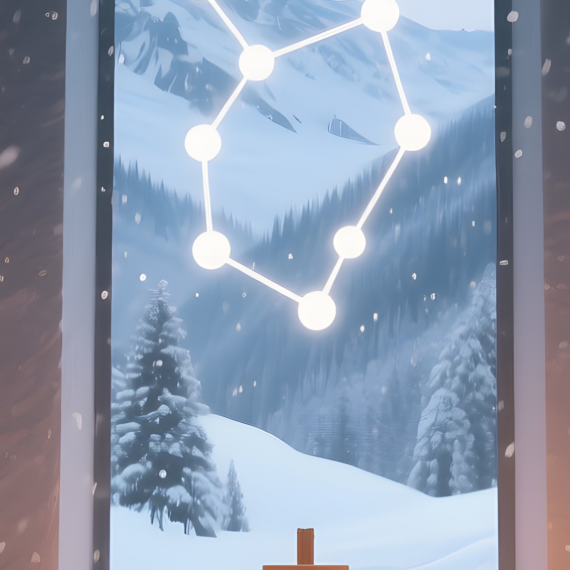 A Serene Alpine Chapel Interior Bathed In Candlelight, Stained Glass Windows Depict Abstract - Full Resolution Quality Preview