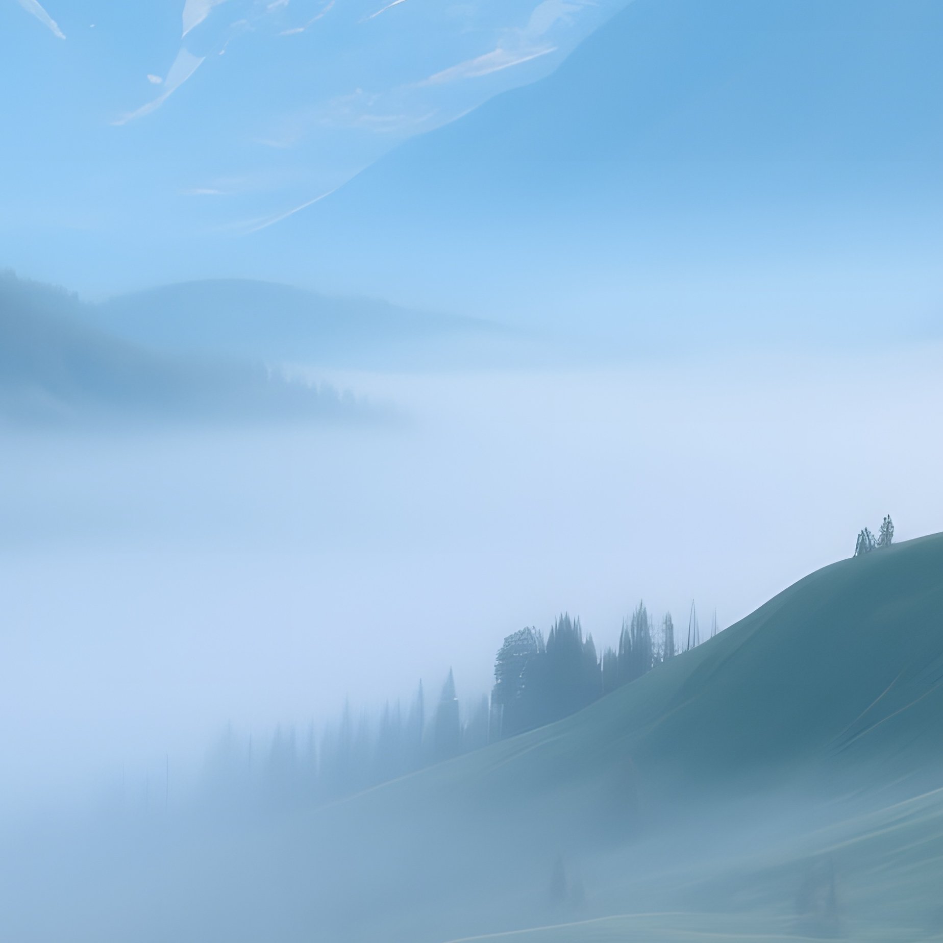 A Serene Alpine Meadow Dotted With Wildflowers, Distant Snow‑Capped Peaks Rendered In Cool Blue - Full Resolution Quality Preview