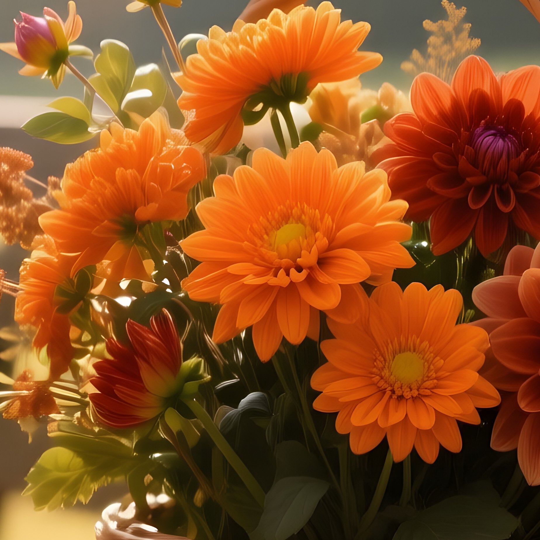 A Serene Autumn Park Bench Under Golden Leaves, Where A Wicker Basket Holds A Warm Bouquet Of - Full Resolution Quality Preview