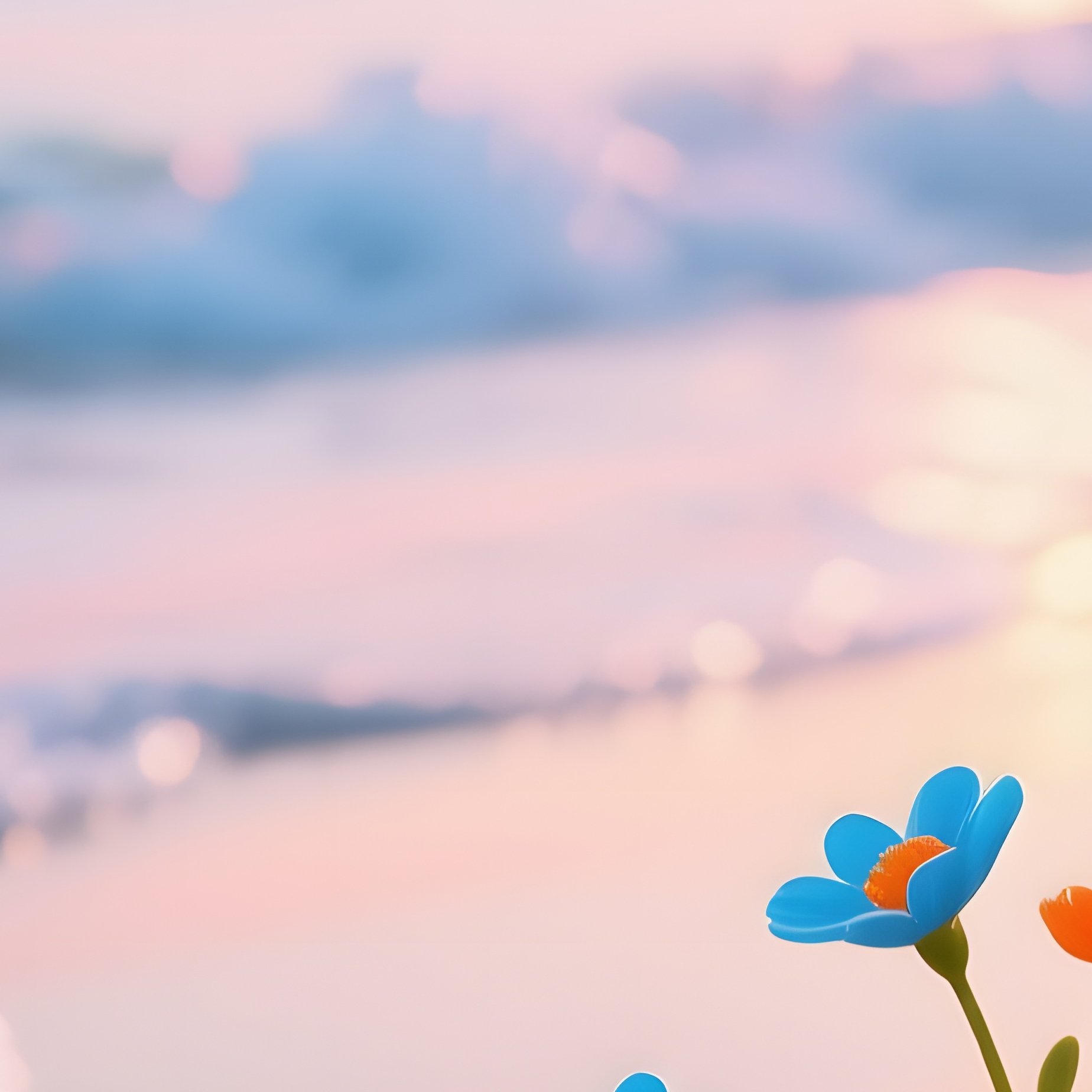 A Serene Beach At Dawn Where Pop‑Art Seashells Sprout Tiny Blossoms In Electric Blue And Orange, - Full Resolution Quality Preview