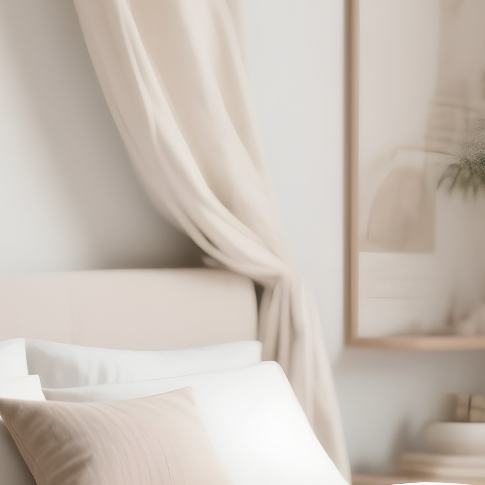 A Serene Bedroom Interior With Layered Textiles, Soft Neutral Colors, And Handcrafted Furniture - Full Resolution Quality Preview