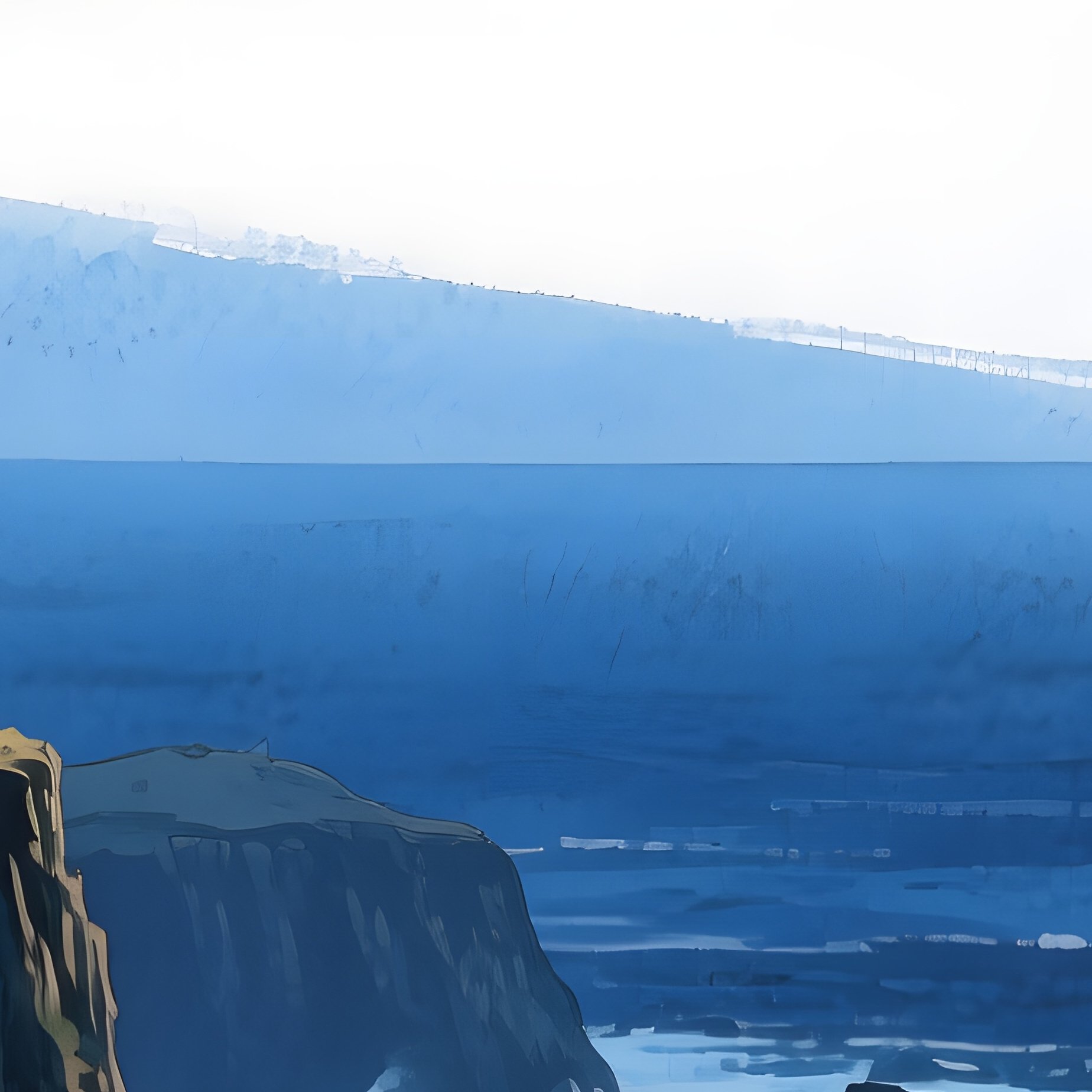 A Serene Coastal Cliff With Lighthouse Beacon Sweeping Across Stormy Sea, Watercolor Dark Blues And - Full Resolution Quality Preview