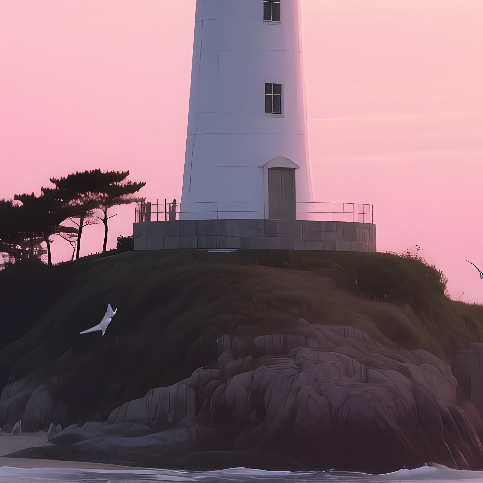 A Serene Dawn On A Korean Island Lighthouse, Waves Gently Lapping The Shore, Seagulls Calling As - Full Resolution Quality Preview