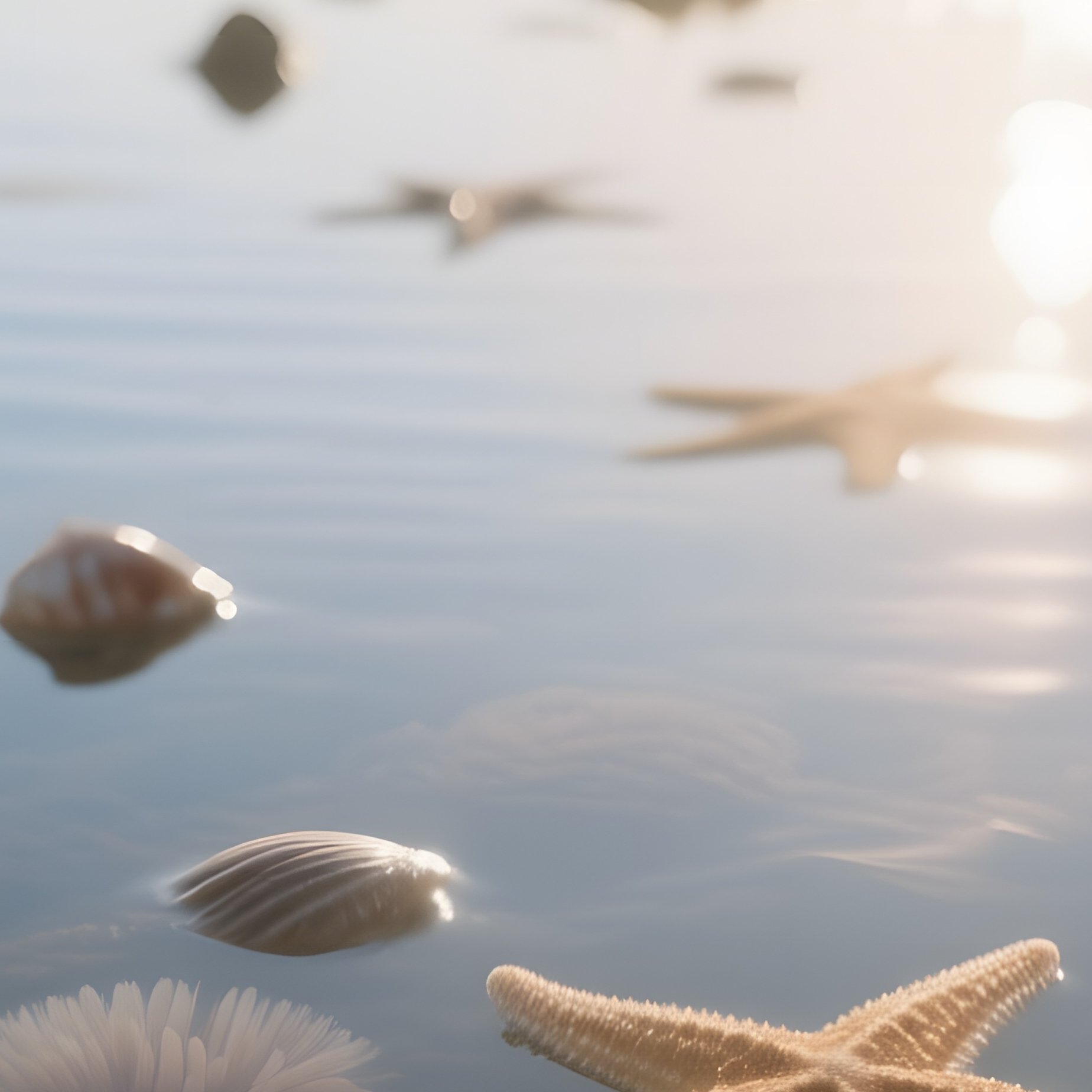 A Serene Early‑Morning View Of A Tide Pool Filled With Starfish And Anemones, Sunlight Filtering - Full Resolution Quality Preview