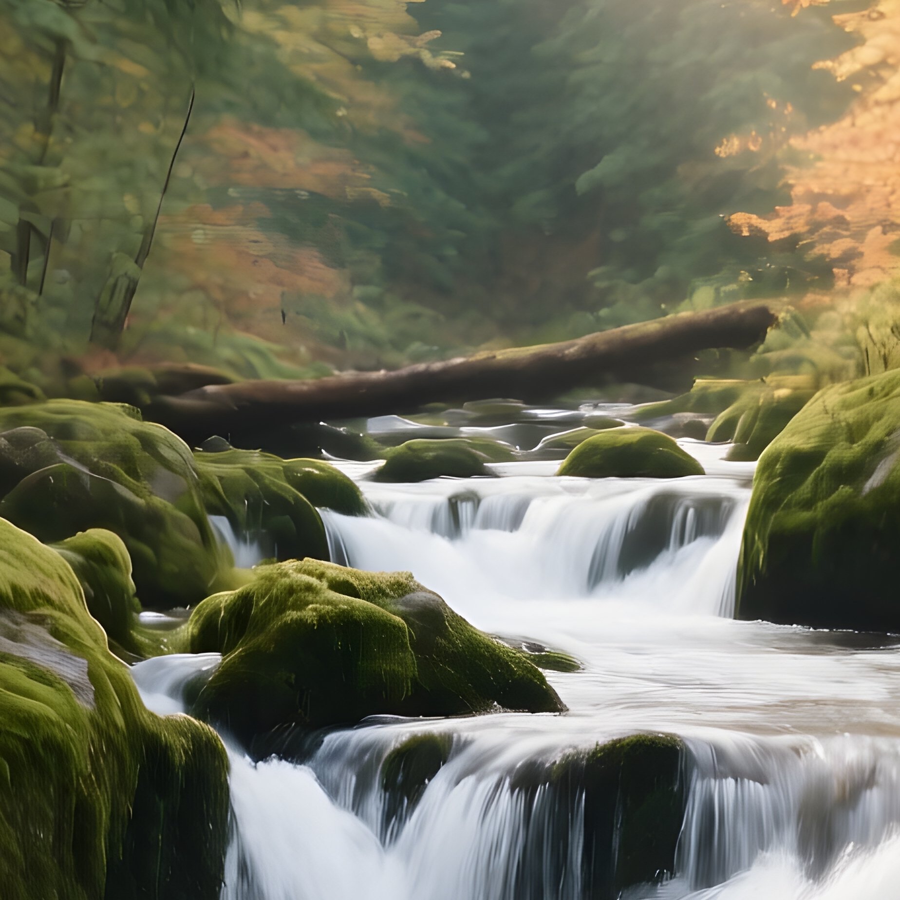 A Serene Forest Stream Cascading Over Rocks Nature Forest - Full Resolution Quality Preview