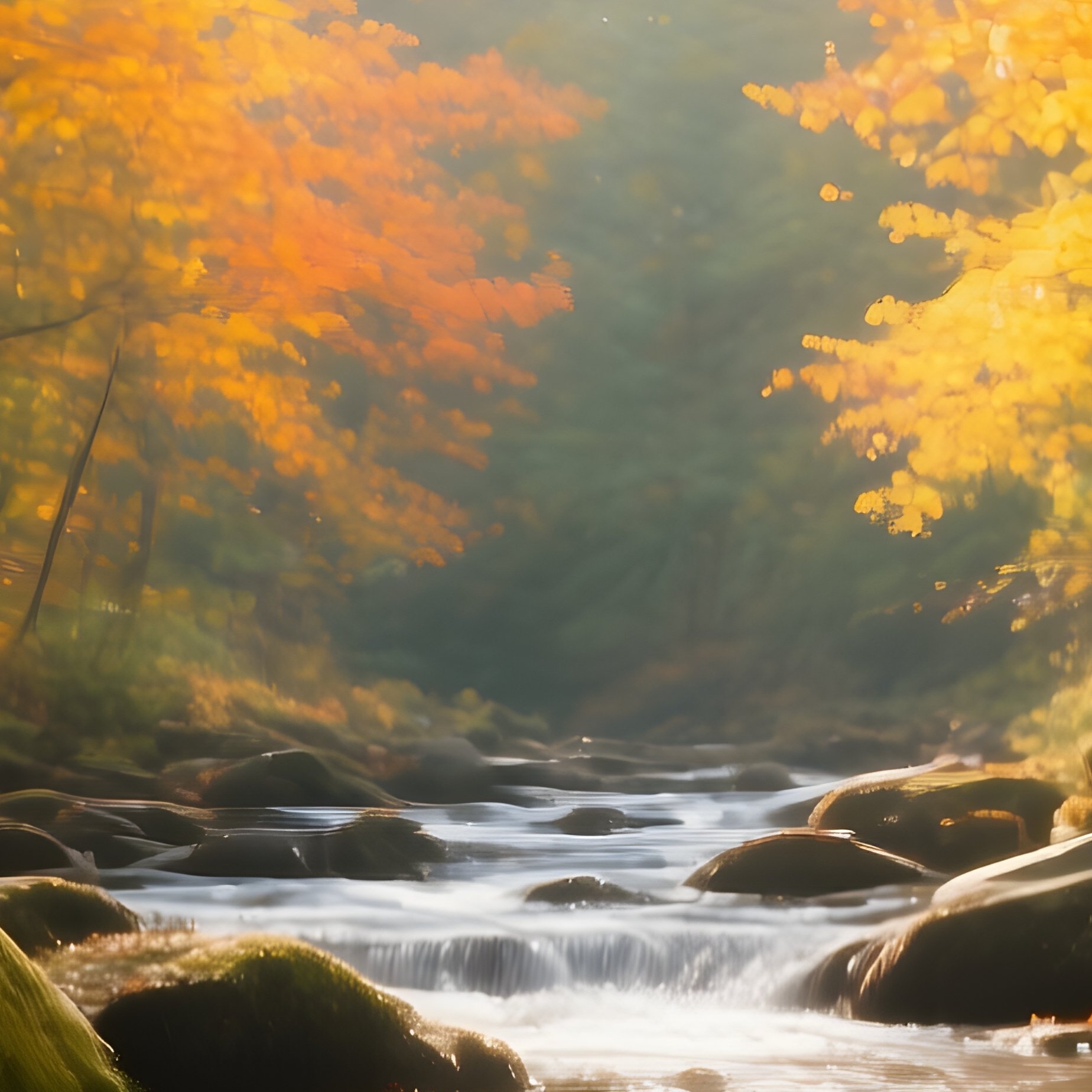 A Serene Forest Stream In Autumn Autumn Forest - Full Resolution Quality Preview