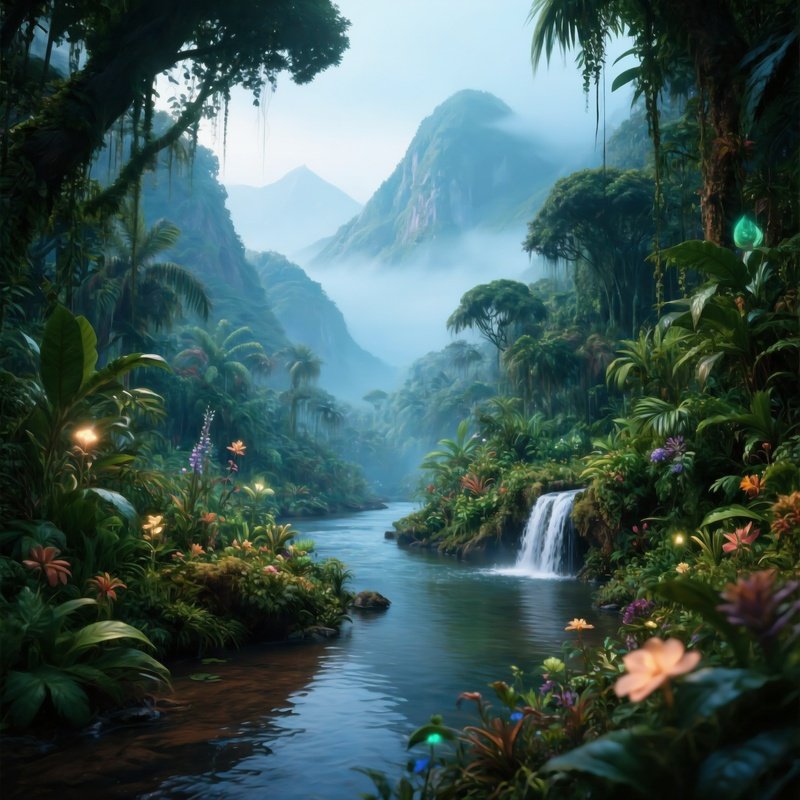 A Serene Jungle Landscape With A River Jungle River