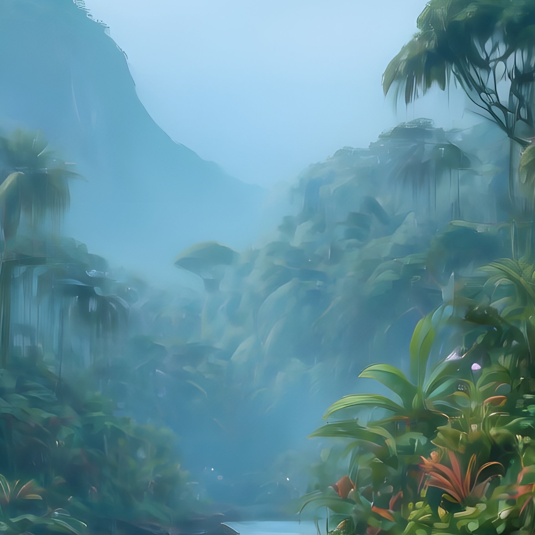 A Serene Jungle Landscape With A River Jungle River - Full Resolution Quality Preview