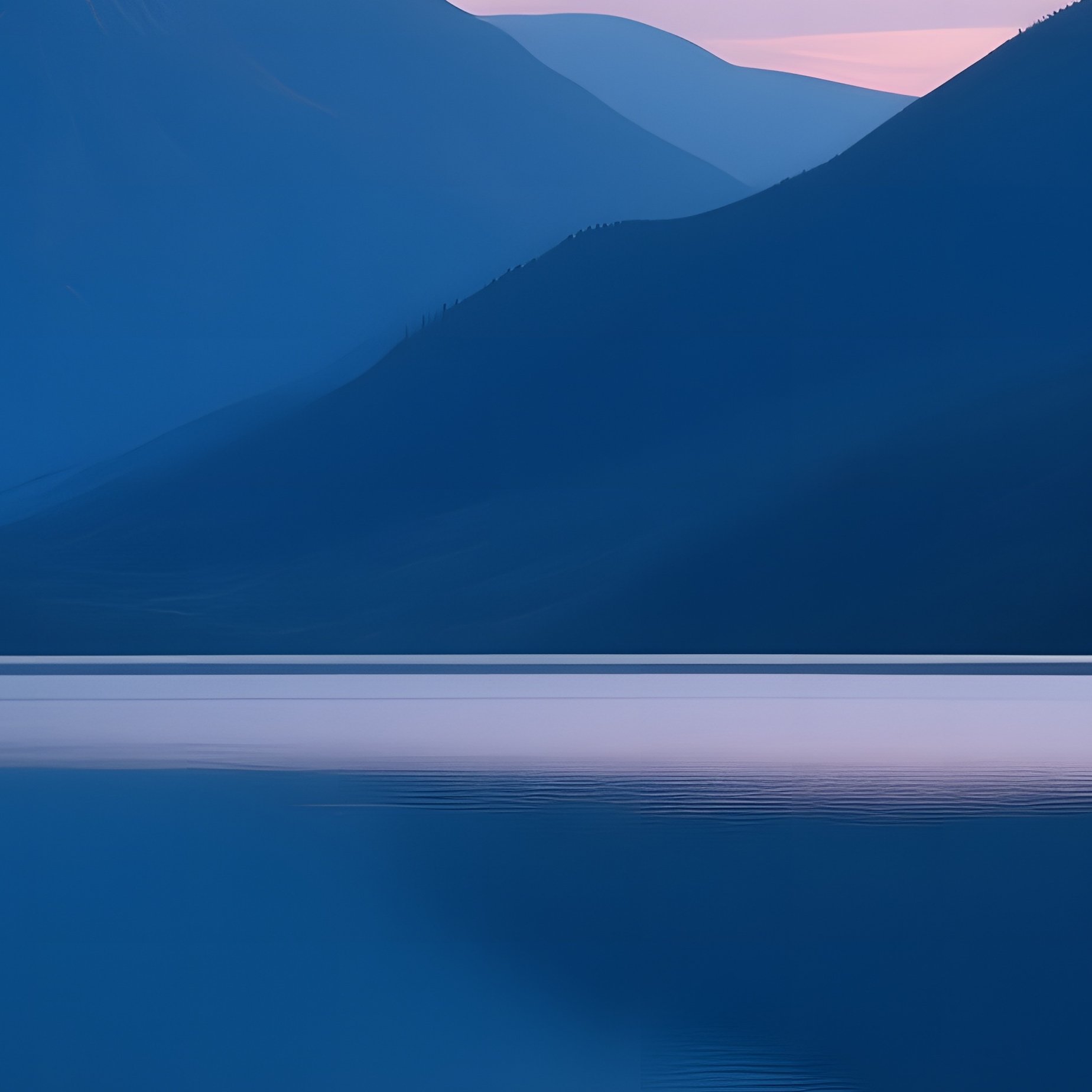 A Serene Lake At Twilight, Pastel Clouds Reflected On Glassy Water While Distant Mountains Cast - Full Resolution Quality Preview