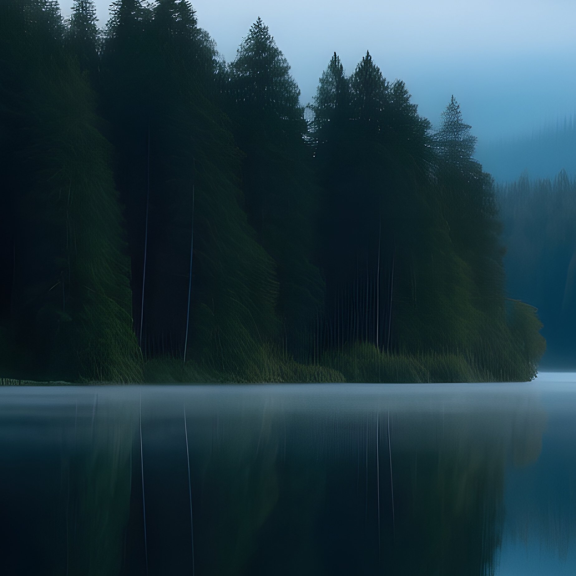A Serene Lake Surrounded By Forest And Mountains Nature Landscape - Full Resolution Quality Preview
