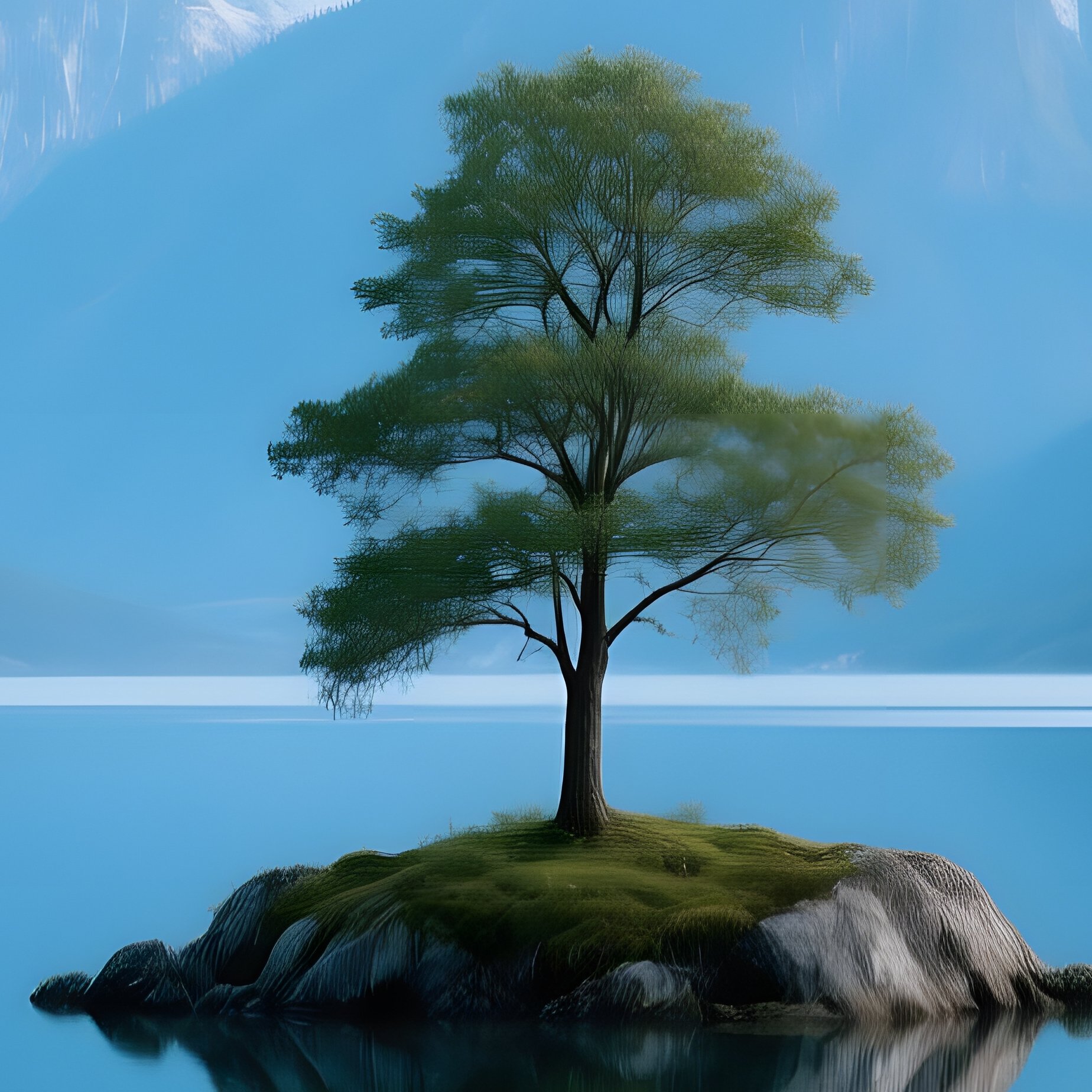 A Serene Lake Surrounded By Mountains And Trees Landscape Nature - Full Resolution Quality Preview