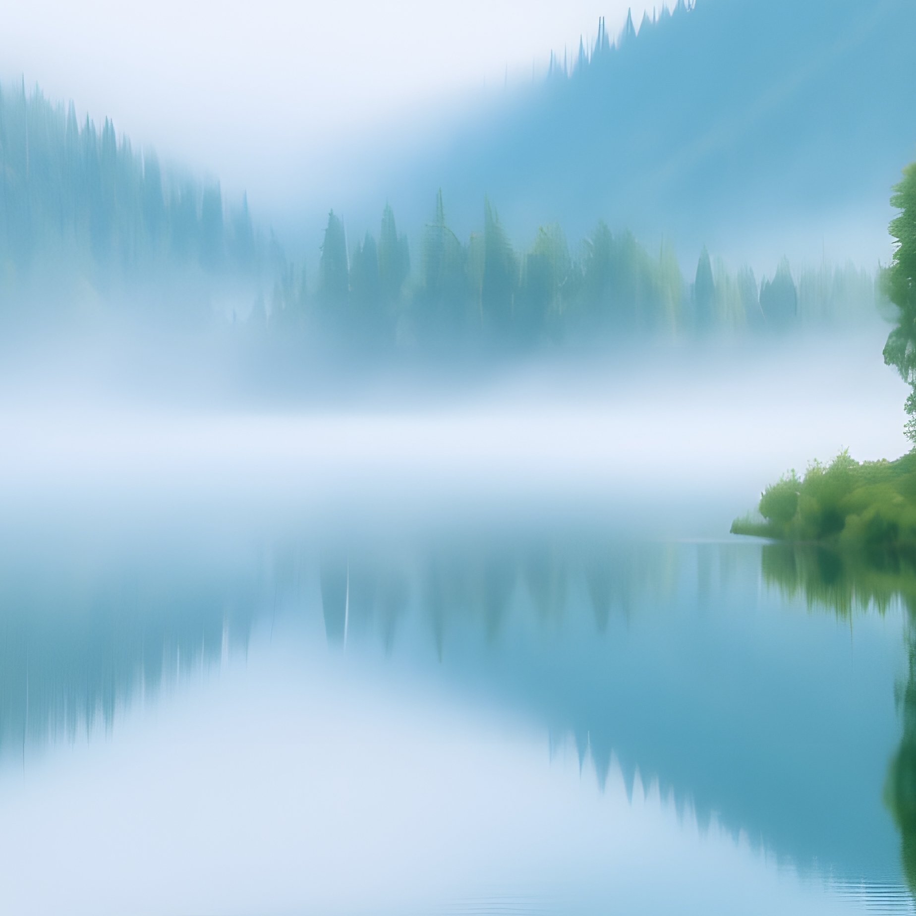 A Serene Lakeside Landscape Surrounded By Dense Forest Landscape - Full Resolution Quality Preview