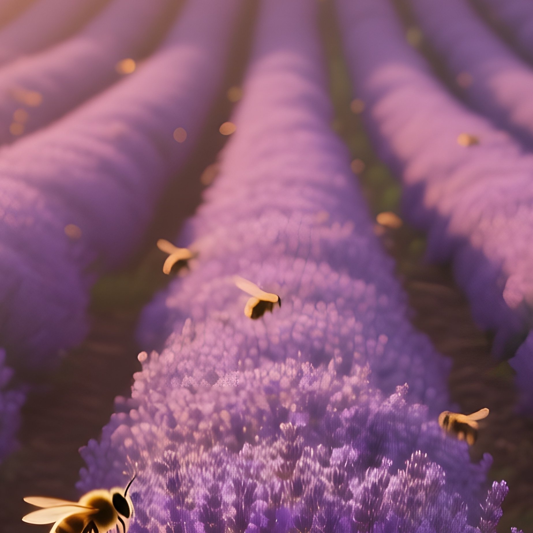 A Serene Lavender Field At Golden Hour In Early Summer, Rows Of Purple Stretching To Horizon, Warm - Full Resolution Quality Preview