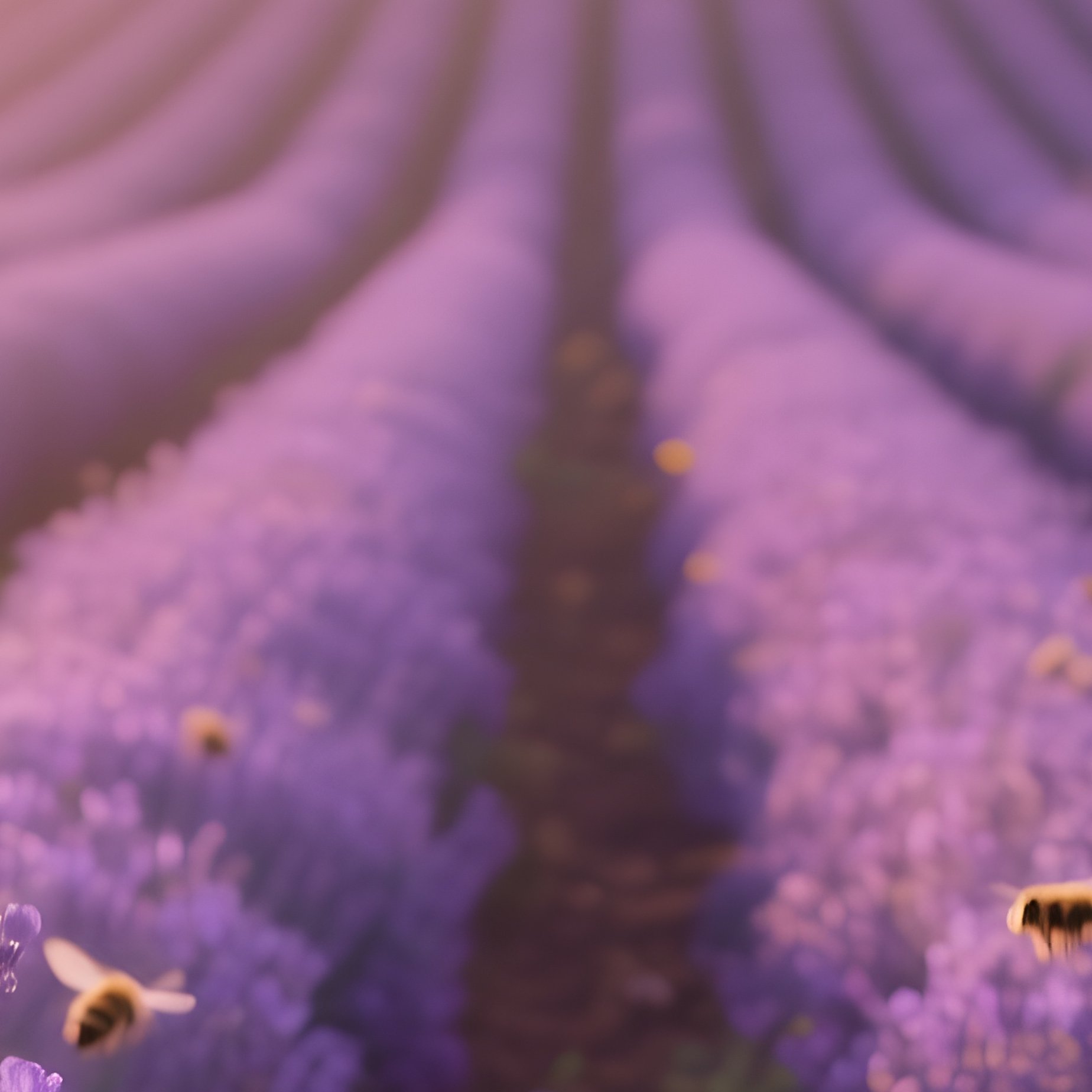 A Serene Lavender Field At Golden Hour, Rows Stretching To The Horizon Bathed In Soft Purple Light - Full Resolution Quality Preview