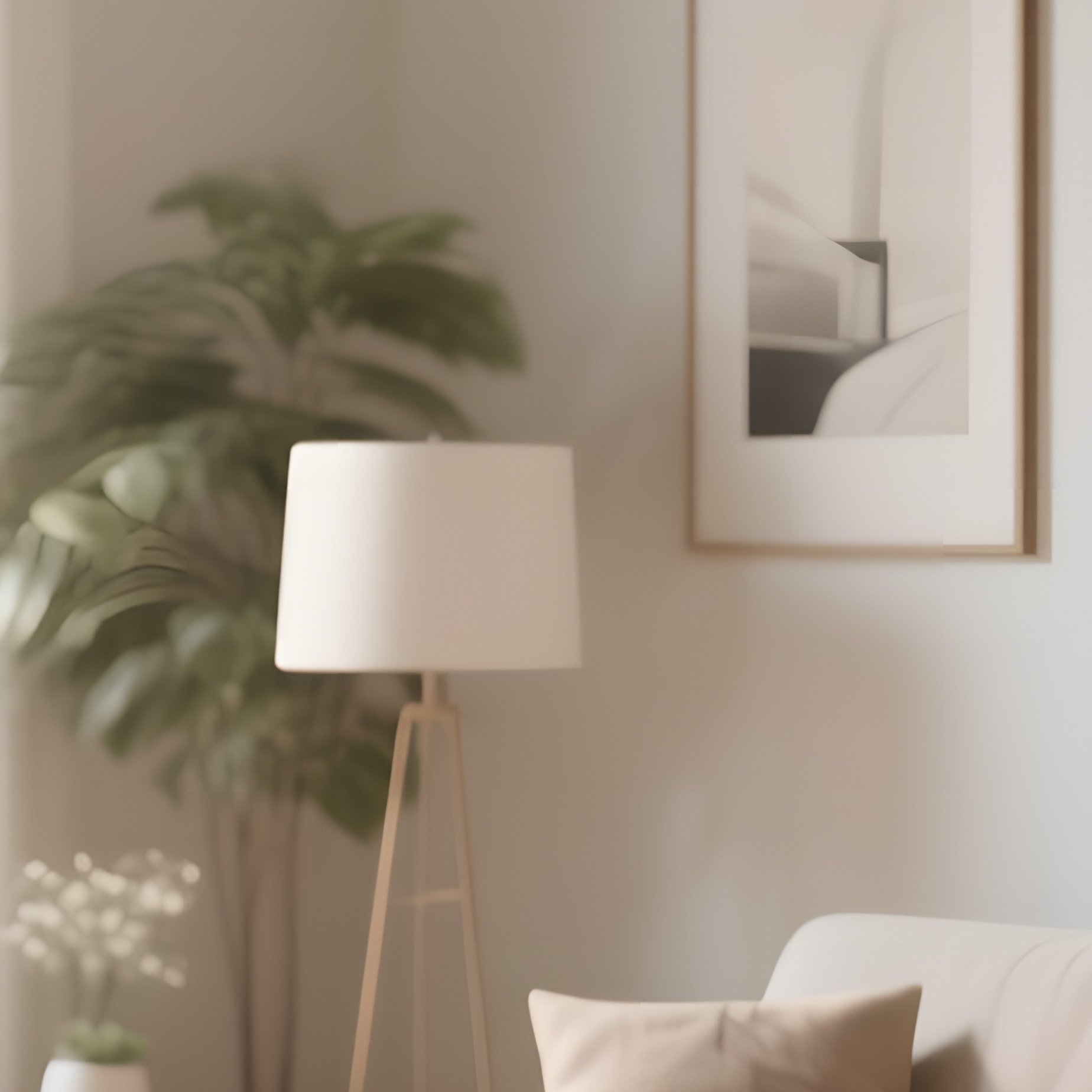 A Serene Living Room With Neutral Furniture And Natural Light - Full Resolution Quality Preview