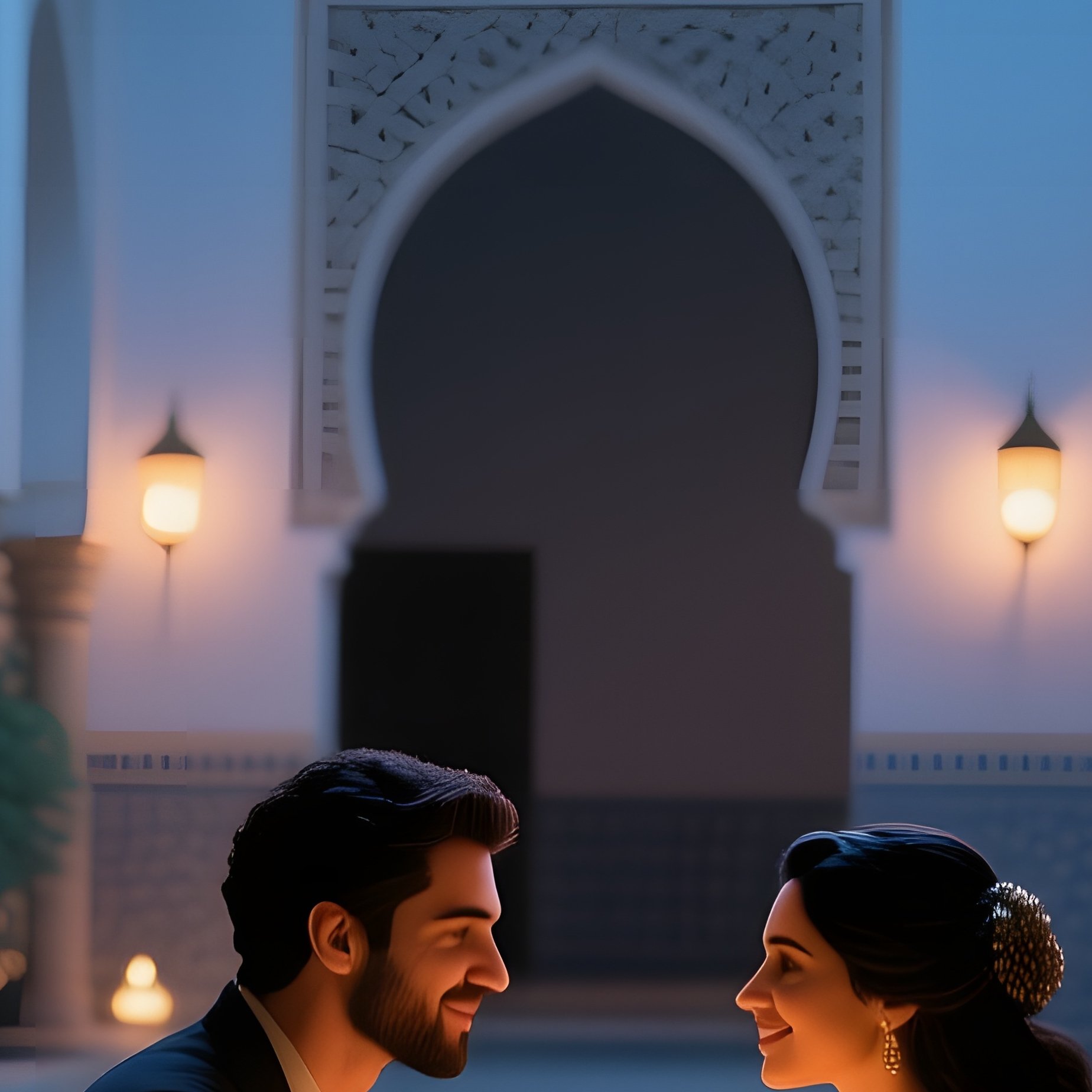 A Serene Moonlit Courtyard Of An Ancient Moroccan Palace, Intricate Tilework Glowing Under - Full Resolution Quality Preview