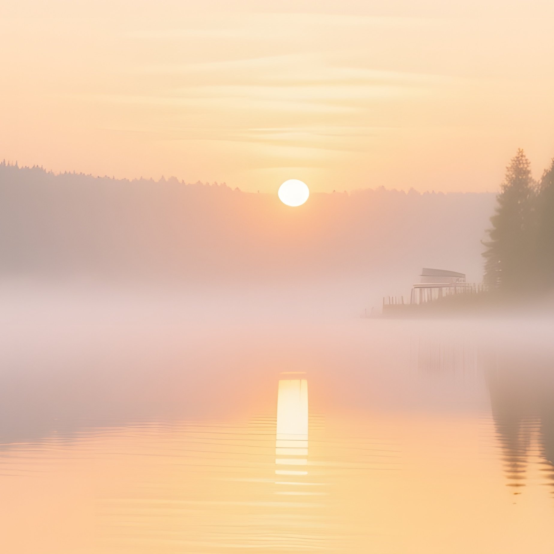 A Serene Morning At A Lakeside Market; Wooden Stands Display Freshly Caught Fish And Local Produce; - Full Resolution Quality Preview
