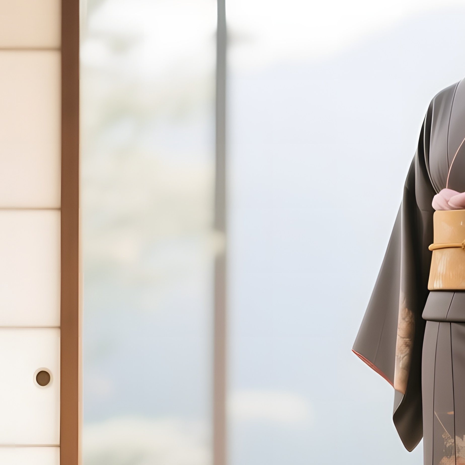 A Serene Morning Scene In A Japanese‑Inspired Tea House, Where Clean Lines And Natural Wood Combine - Full Resolution Quality Preview