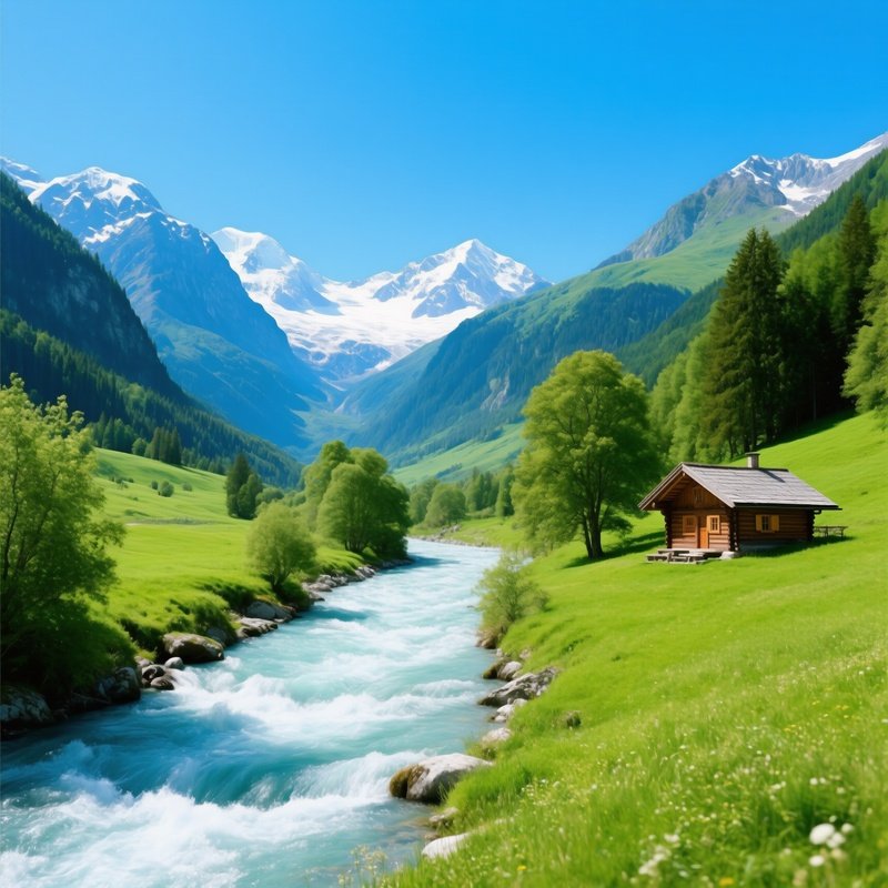 A Serene Mountain Landscape With A Flowing River Landscape Nature