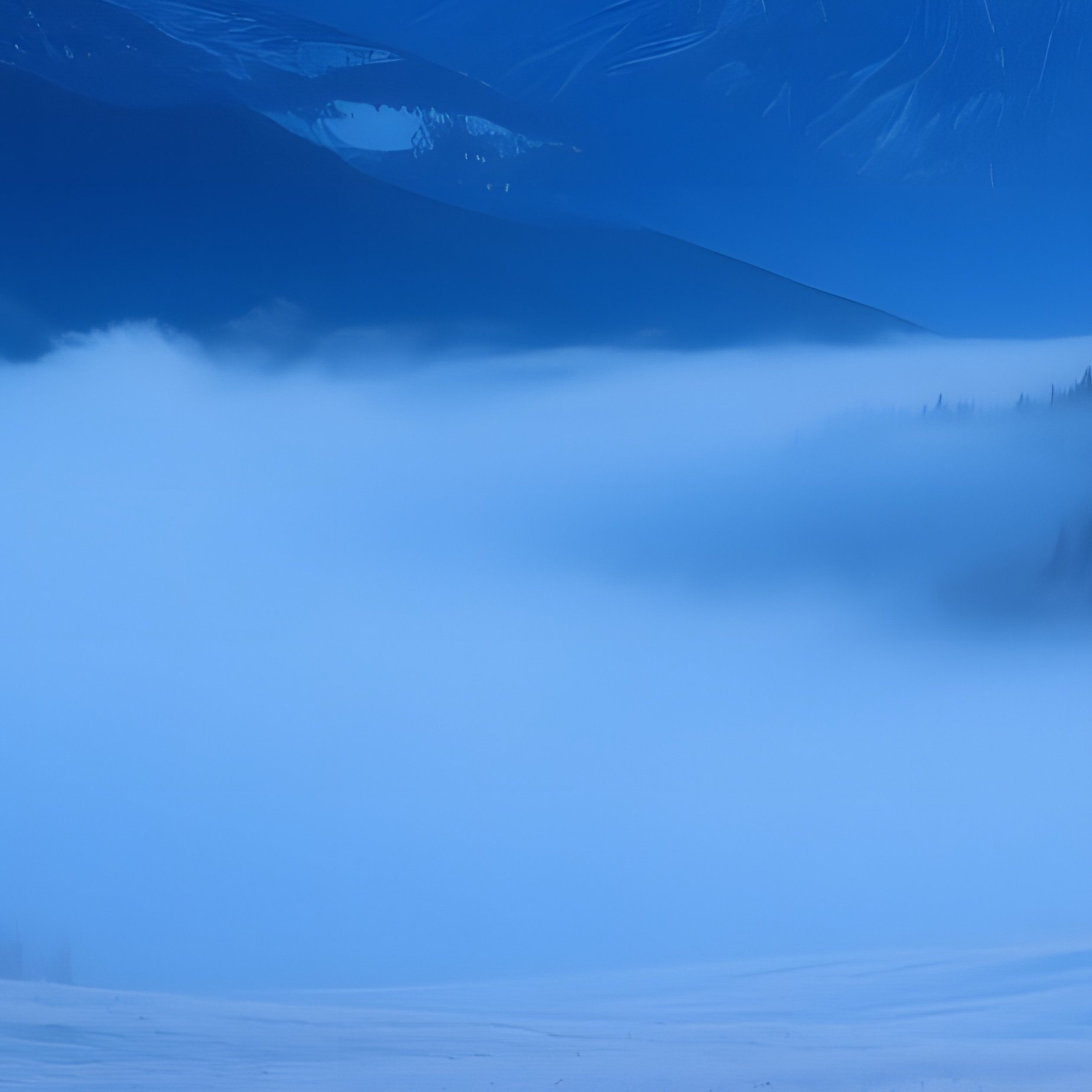 A Serene Snowy Meadow At Twilight, Low Clouds Drifting Low Over A Field Of Frost Covered - Full Resolution Quality Preview