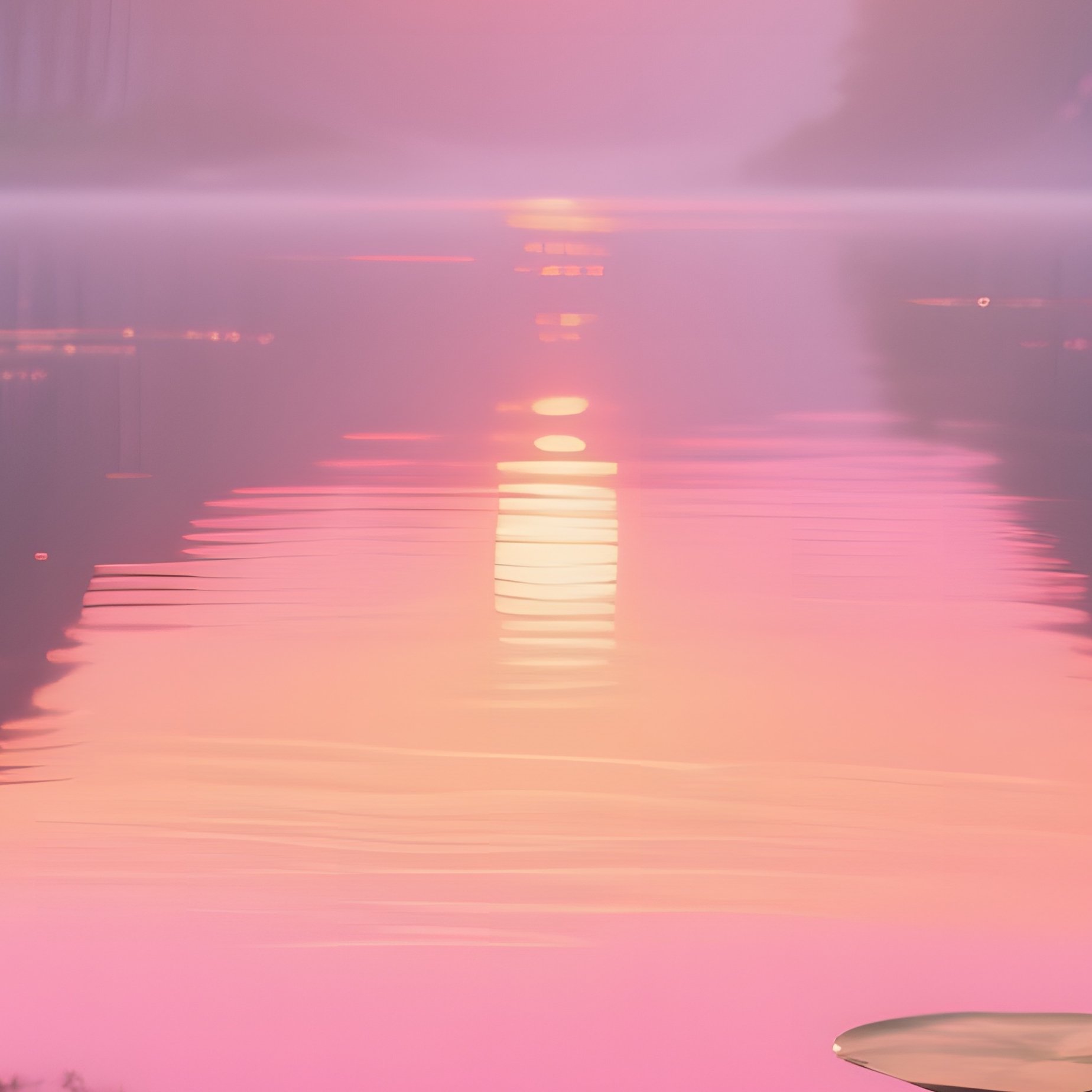 A Serene Sunrise By A Glass‑Like Lake Deep Within A Fairy Tale Wood, The Water Reflecting Pink And - Full Resolution Quality Preview