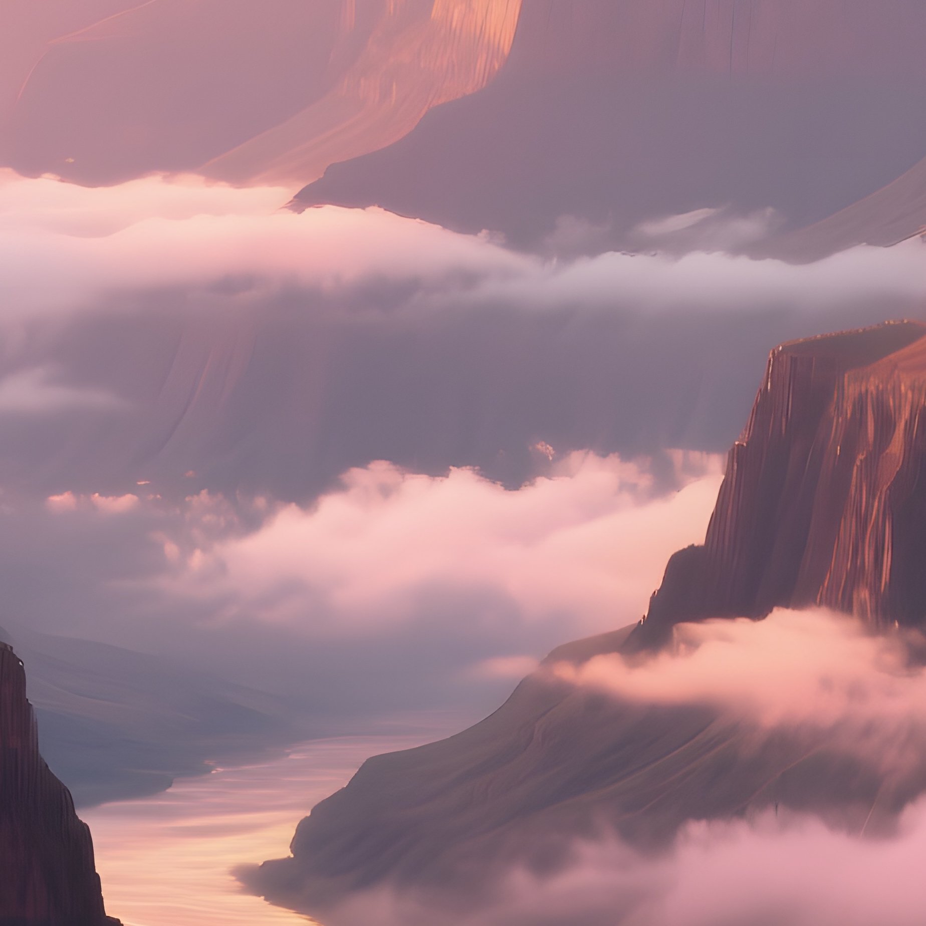 A Serene Sunrise Over The Grand Canyon, Layered Cliffs Illuminated In Gold And Rose, Colorado River - Full Resolution Quality Preview