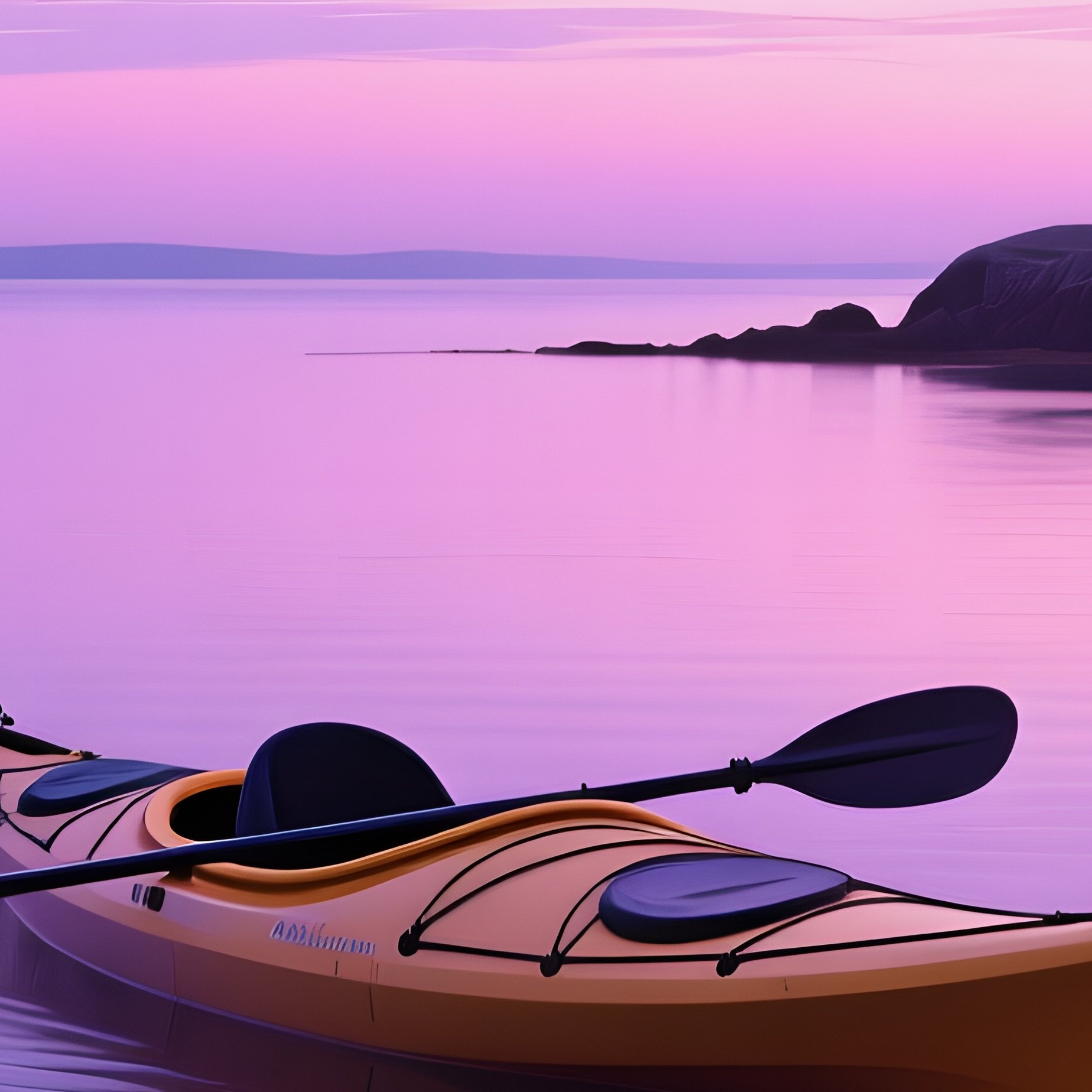 A Serene Twilight Kayak On A Calm Bay In Maine, Lobster Traps Bobbing Nearby, Soft Purple Sky - Full Resolution Quality Preview
