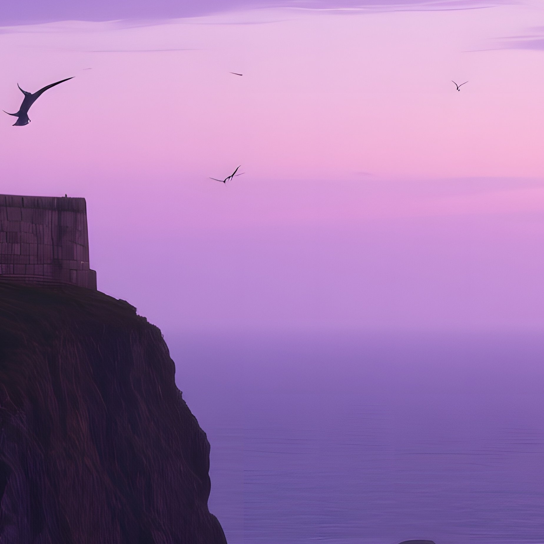 A Serene Twilight View Of An Ancient Lighthouse Perched On A Cliff Overlooking The Sea, Its Stone - Full Resolution Quality Preview