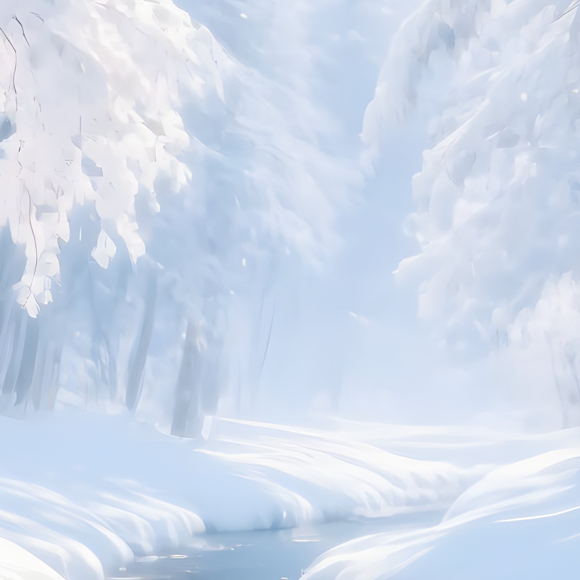 A Serene Winter Forest Scene With A Stream Winter Forest - Full Resolution Quality Preview