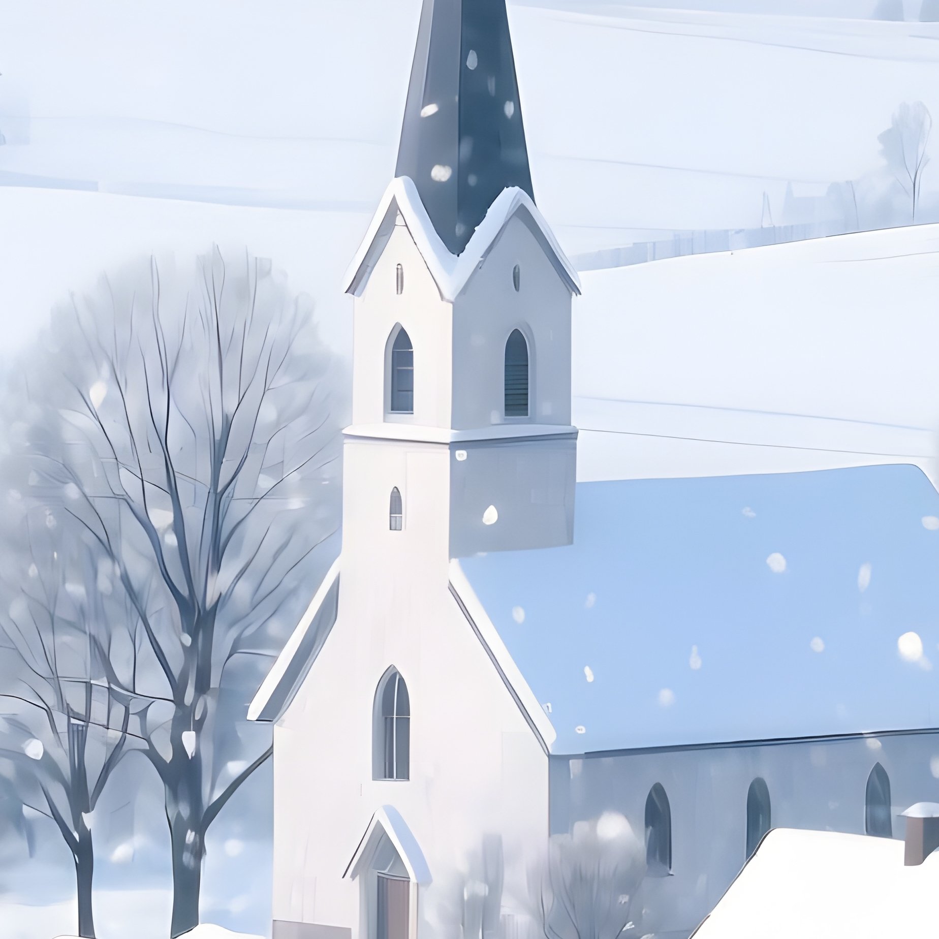 A Serene Winter Landscape Featuring A Small Village Winter - Full Resolution Quality Preview