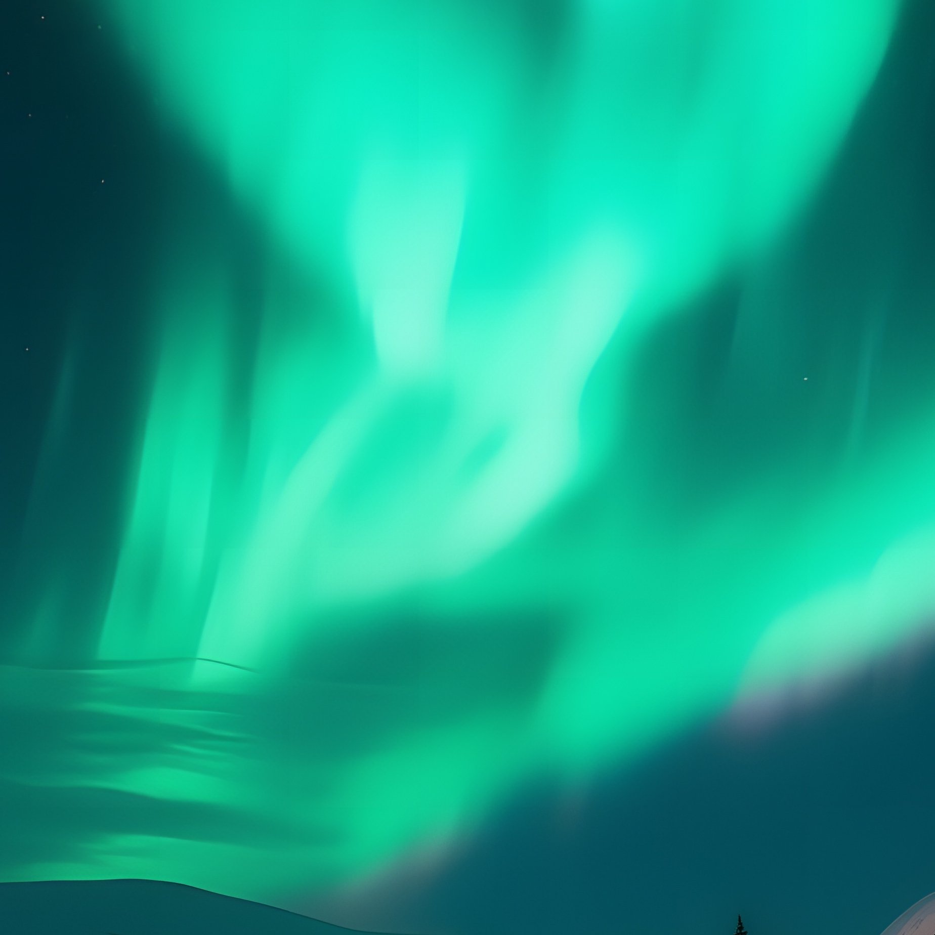A Serene Winter Night In A Small Alaskan Village, Aurora Borealis Dancing Green Across Sky, - Full Resolution Quality Preview
