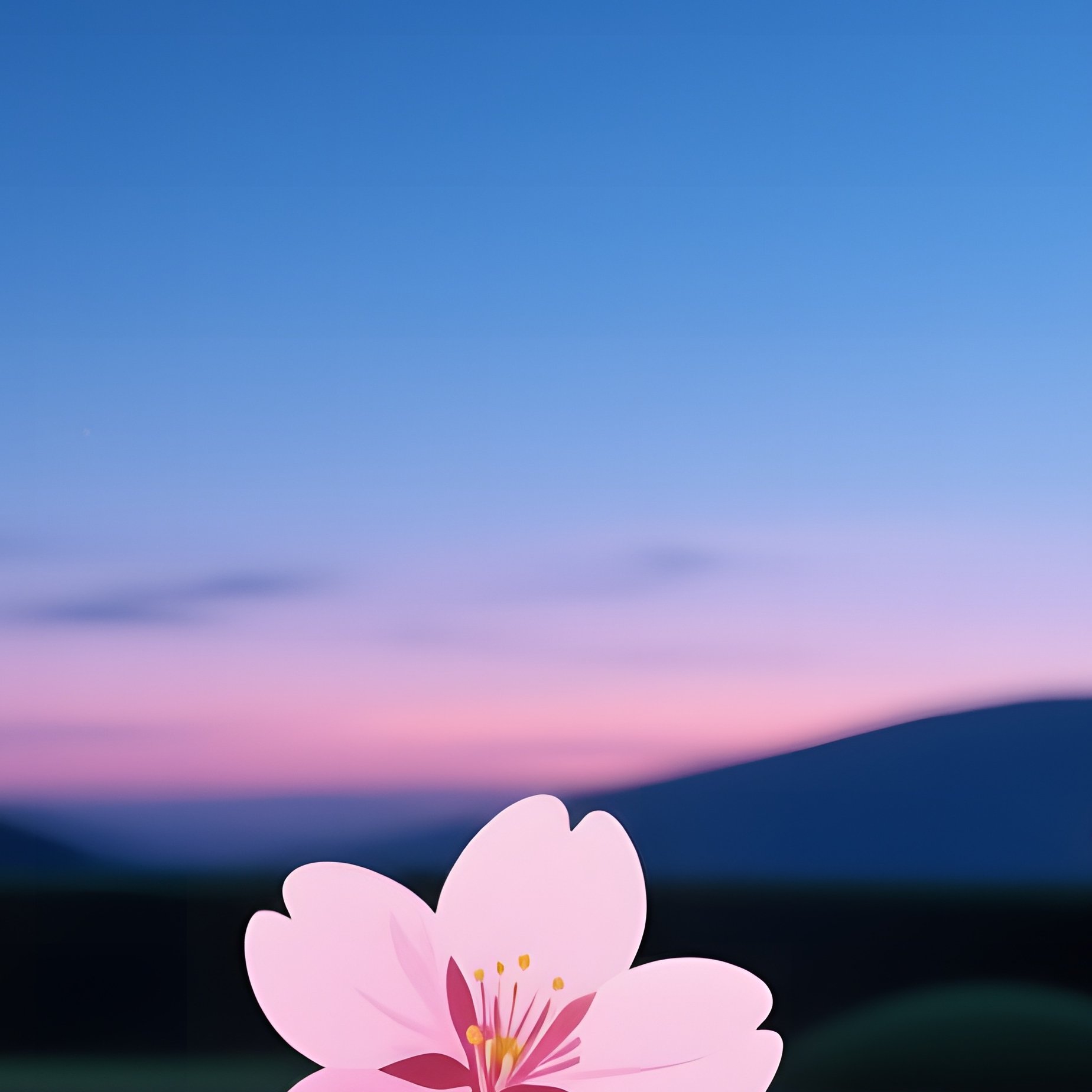 A Serene Zen Garden At Dusk Where Minimalist Pop‑Art Cherry Blossoms Float Above A Raked Sand - Full Resolution Quality Preview