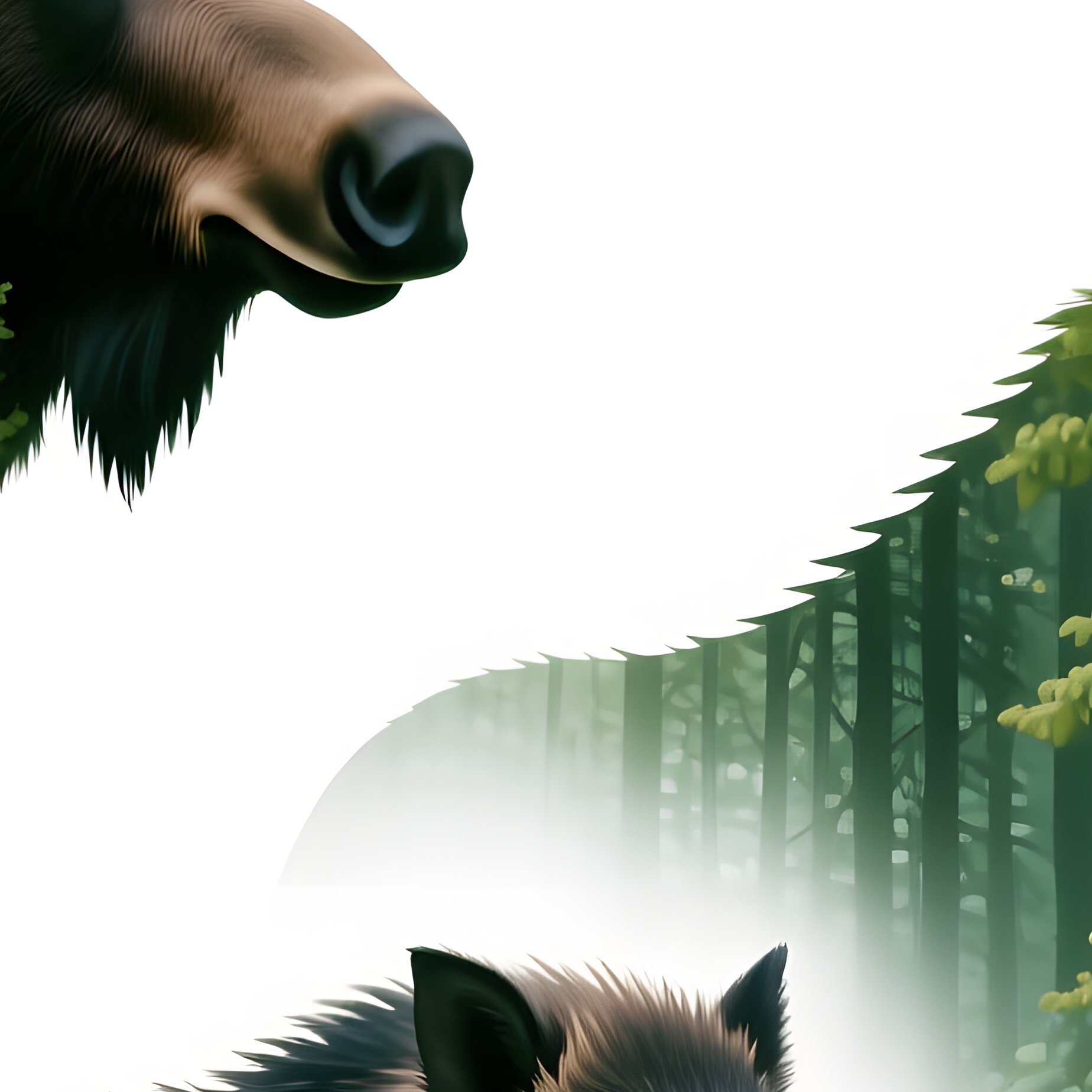 A Series Of Animal Silhouettes Filled With Forest Imagery Animals - Full Resolution Quality Preview