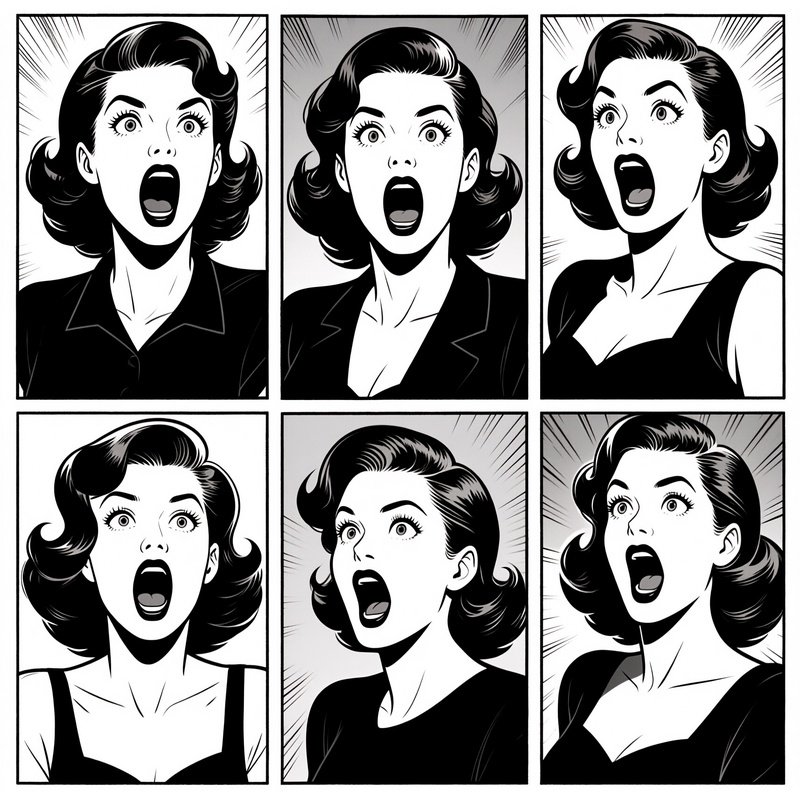 A Series Of Women Expressing Shock Or Surprise Vintage Comic